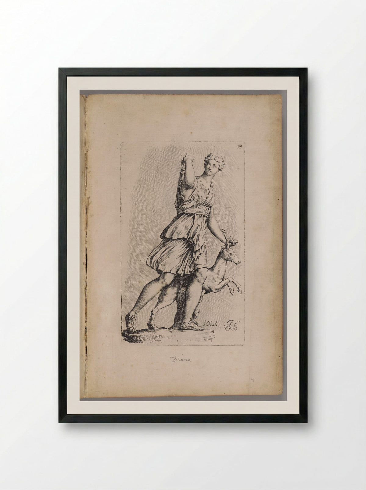 Plate 99: Artemis, known as the Diana of Versailles - Jan de Bisschop - Framed Print Black