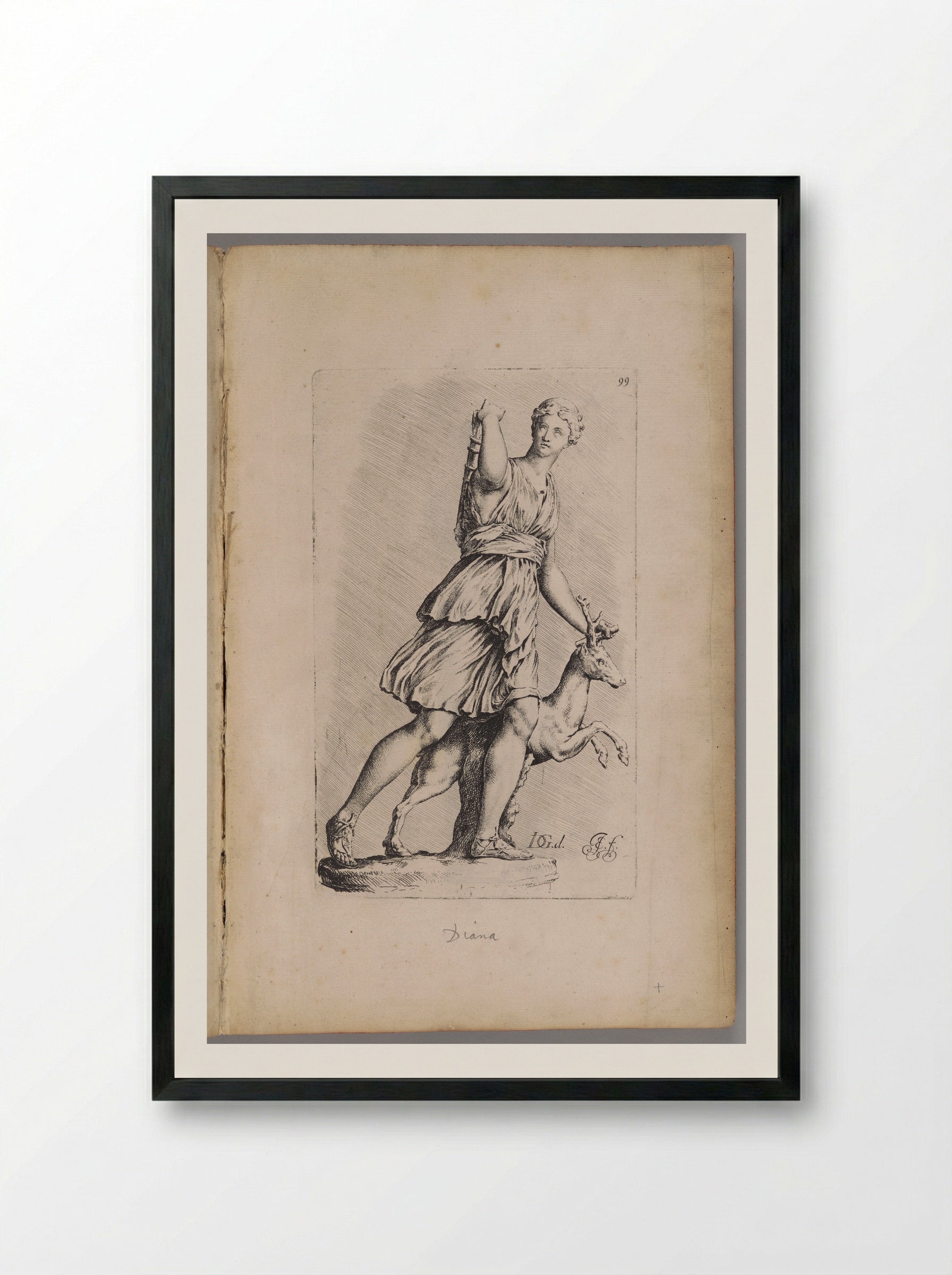 Plate 99: Artemis, known as the Diana of Versailles - Jan de Bisschop - Framed Print Black