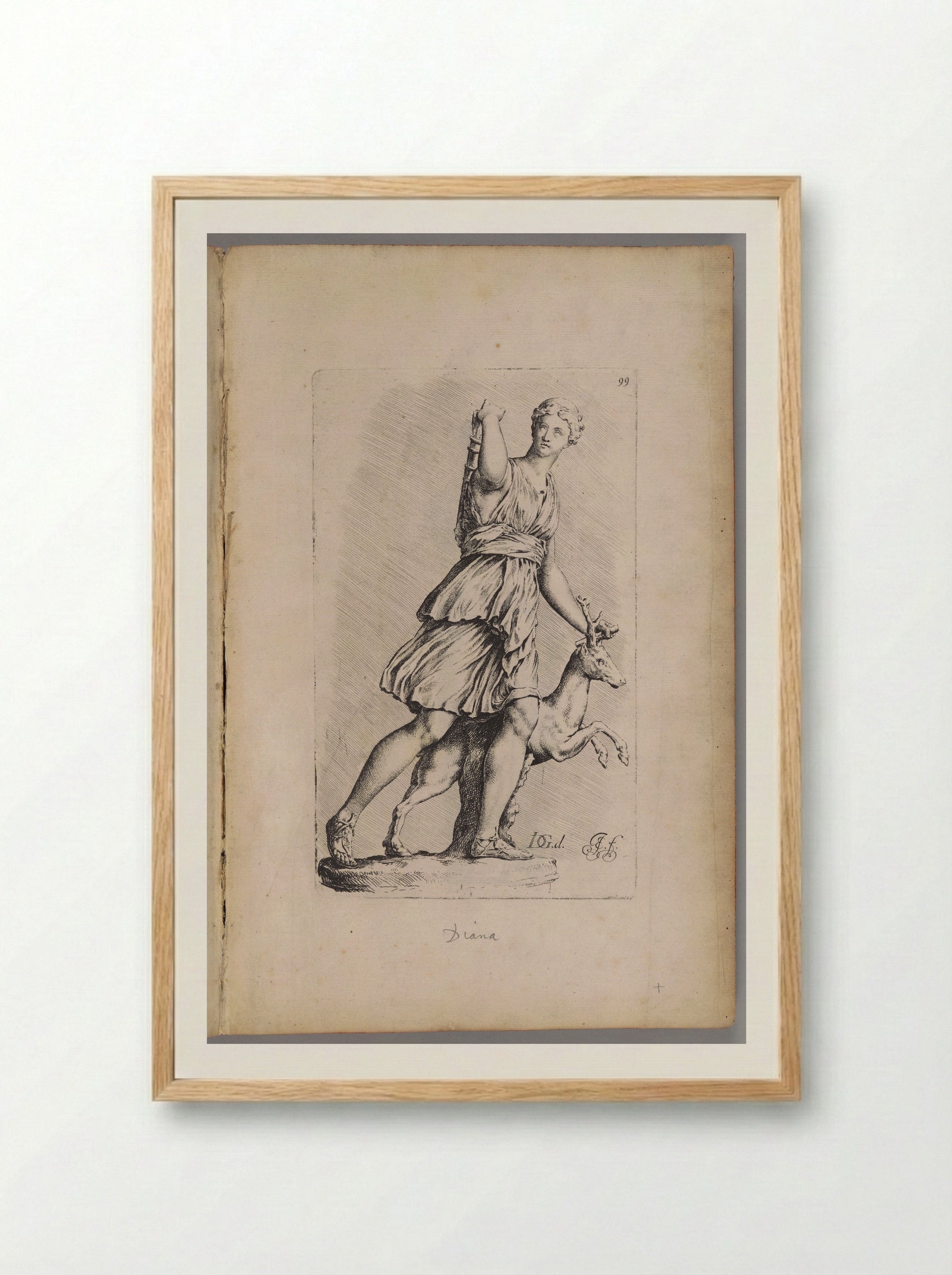 Plate 99: Artemis, known as the Diana of Versailles - Jan de Bisschop - Framed Print Wood