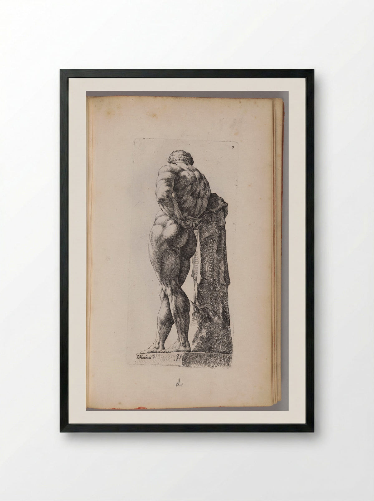 Plate 9: So-called Farnese Hercules - Jan de Bisschop - Framed Print Black