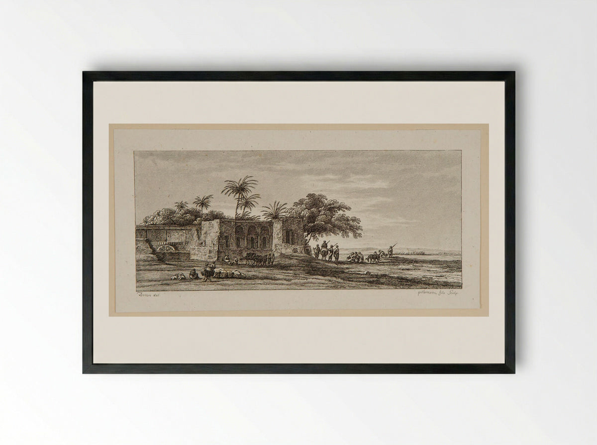 Plate I (Egyptian Ruins with Figures) - Victor Pillement - Framed Print Black