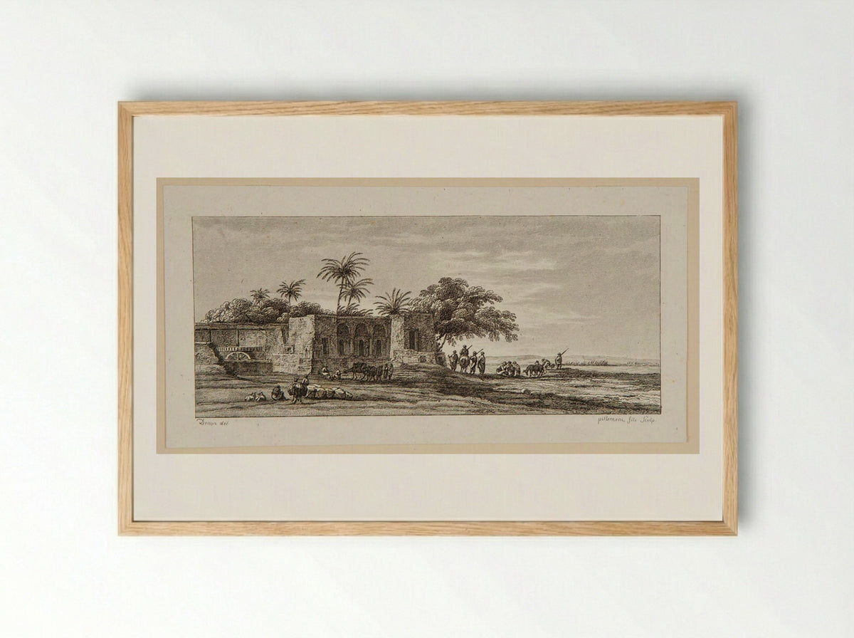 Plate I (Egyptian Ruins with Figures) - Victor Pillement - Framed Print Wood