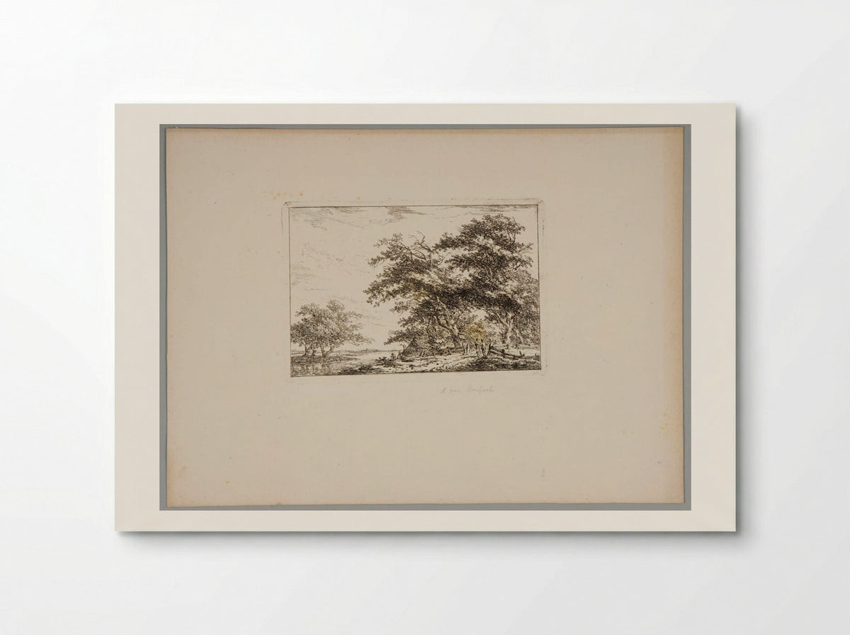 Plate II (Rural Scene with Trees and Figures) - Hermanus van Brussel - Poster