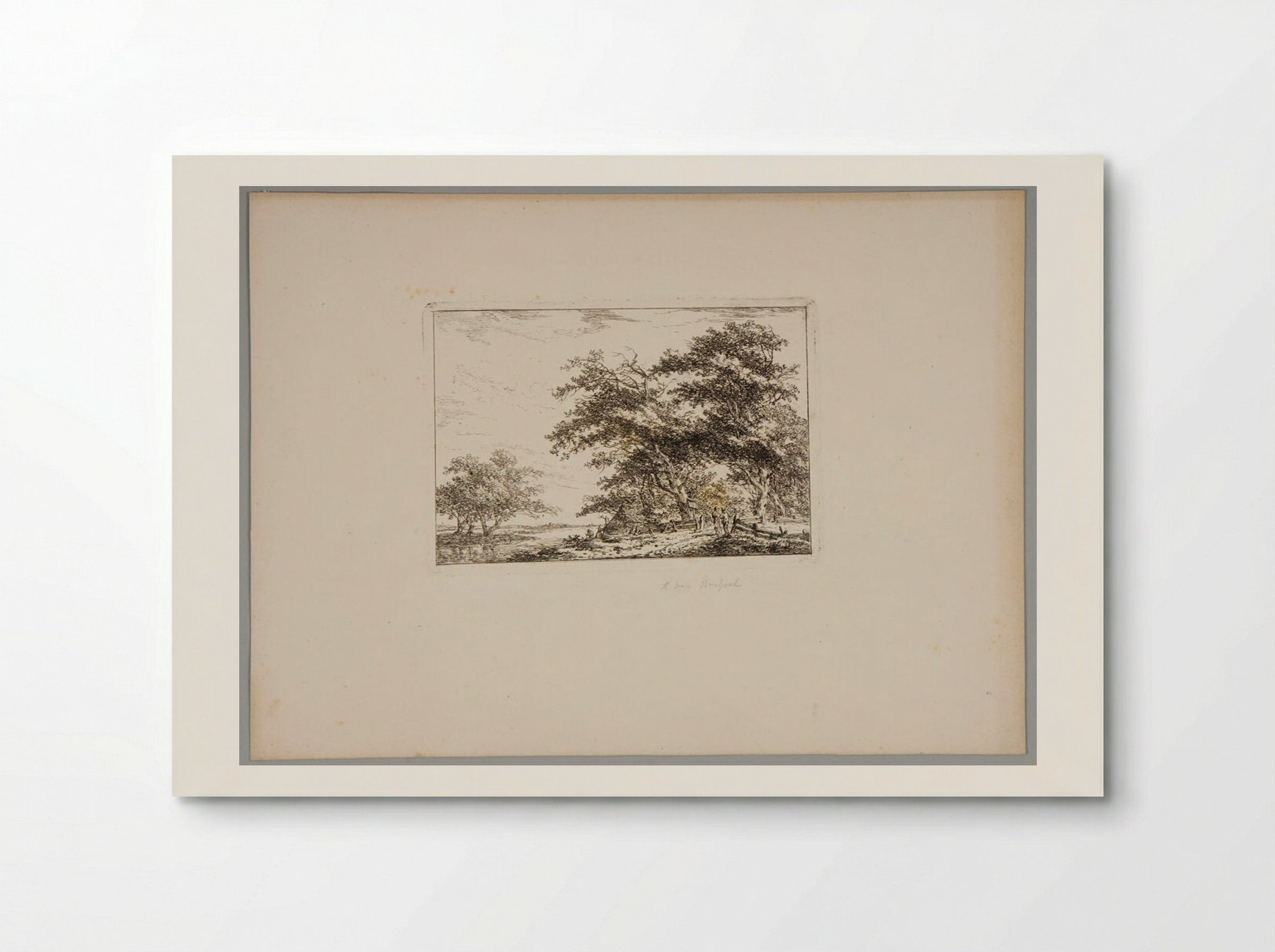 Plate II (Rural Scene with Trees and Figures) - Hermanus van Brussel - Poster