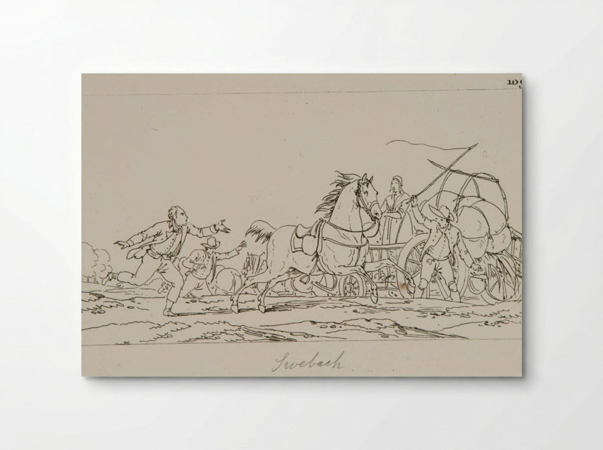Plate LXIII (Horse-Drawn Cart and Figures) - Jacques-Francois-Joseph Swebach - Poster