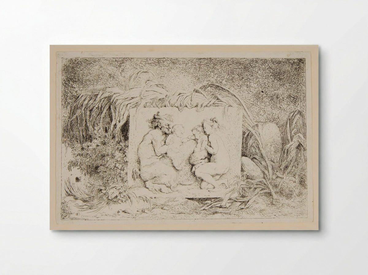 Plate Three: Betrothal of a Baby Satyr and Baby Nymph Held by a Nymph and a Satyr - Jean-Honoré Fragonard - Poster