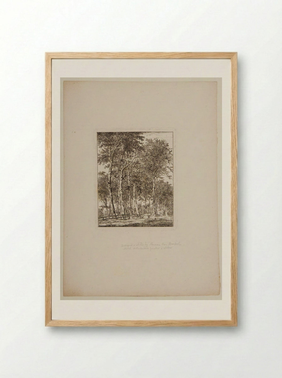 Plate VI (Wooded Scene with Figures) - Hermanus van Brussel - Framed Print Wood