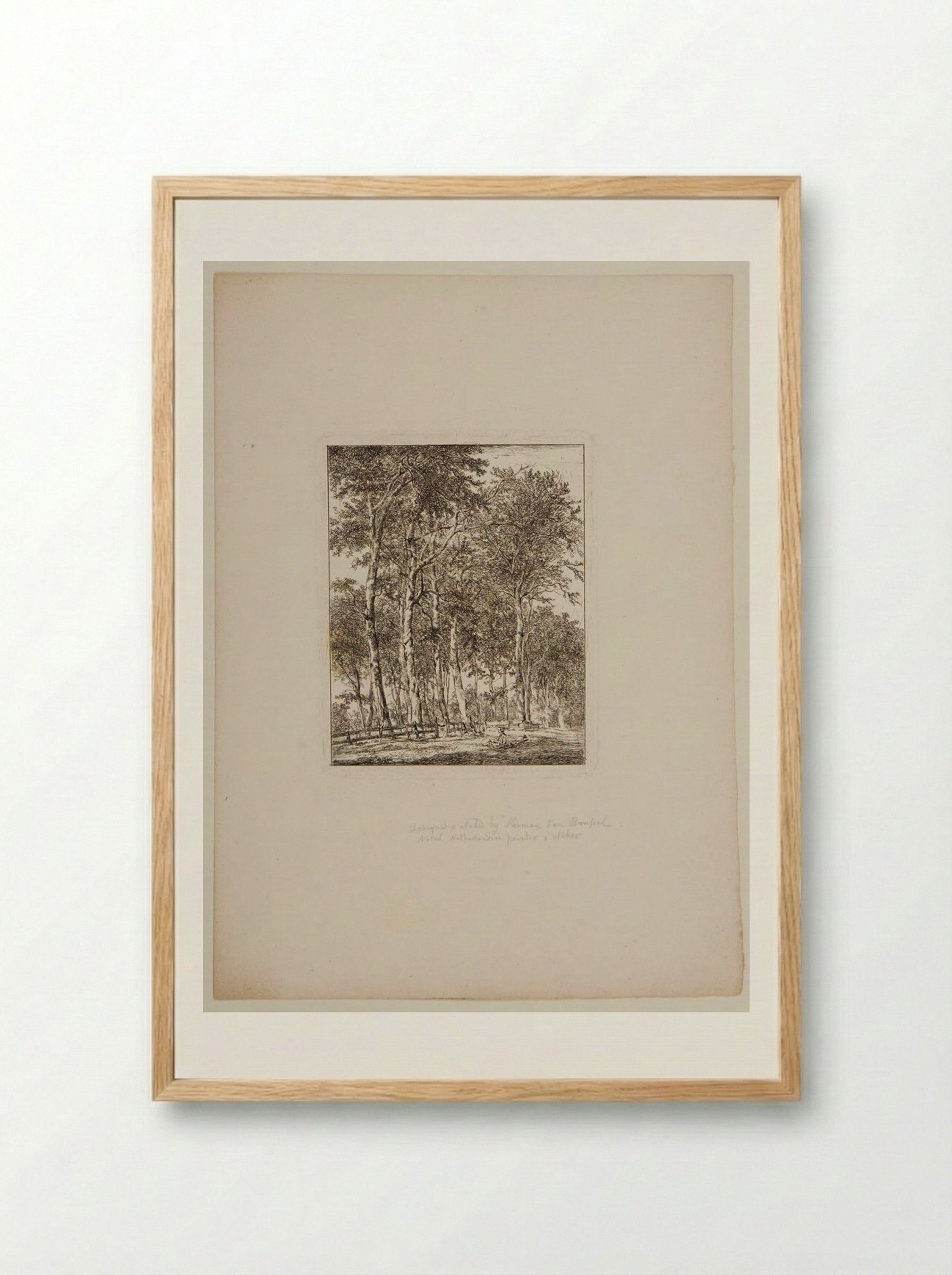 Plate VI (Wooded Scene with Figures) - Hermanus van Brussel - Framed Print Wood