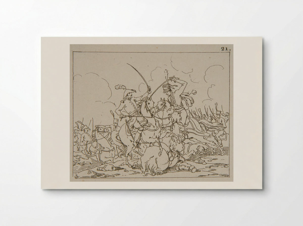 Plate VIII (Cavalry Skirmish) - Jacques-Francois-Joseph Swebach - Poster