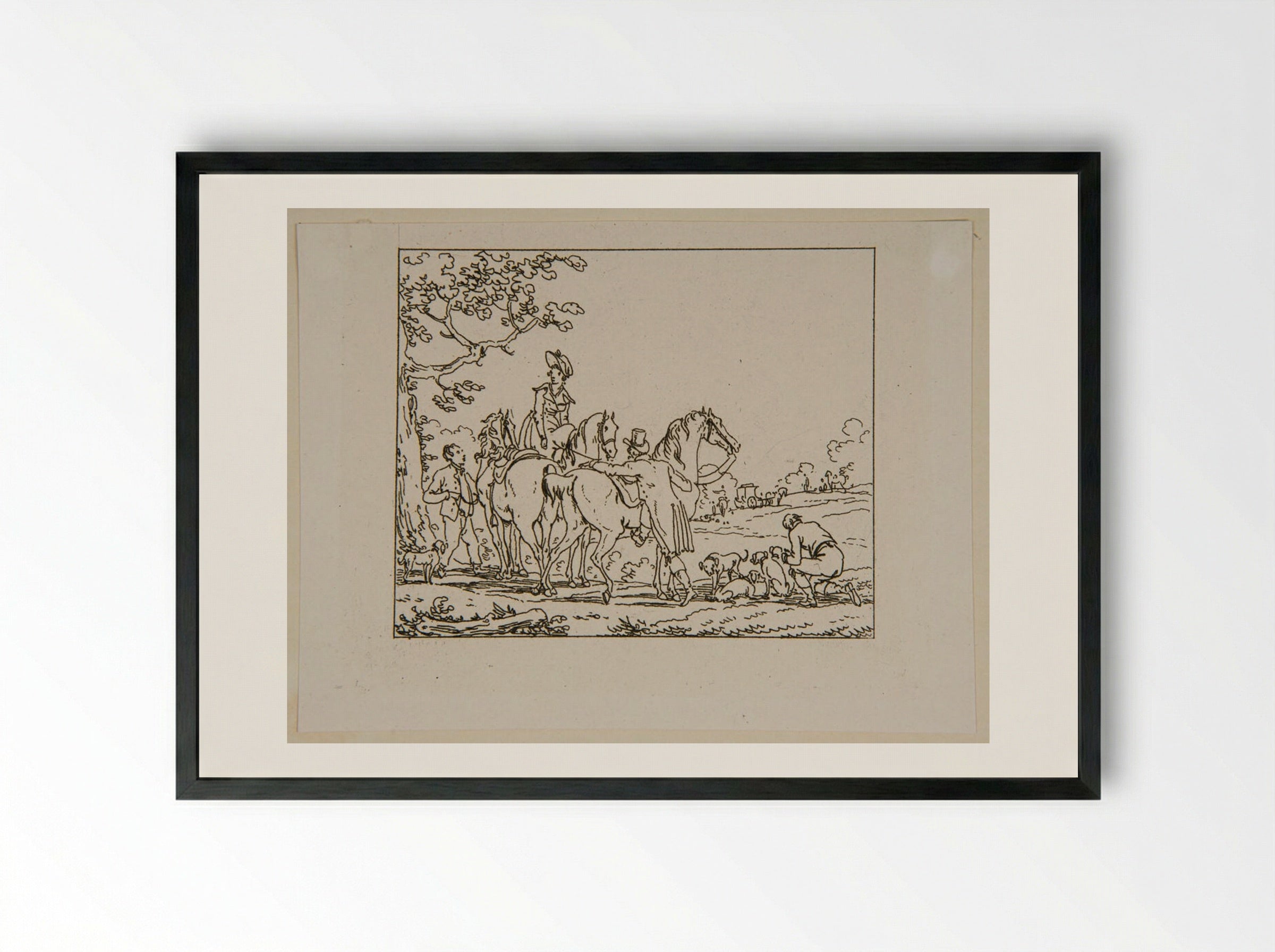 Plate XIX (Equestrian Scene) - Jacques-Francois-Joseph Swebach - Framed Print Black