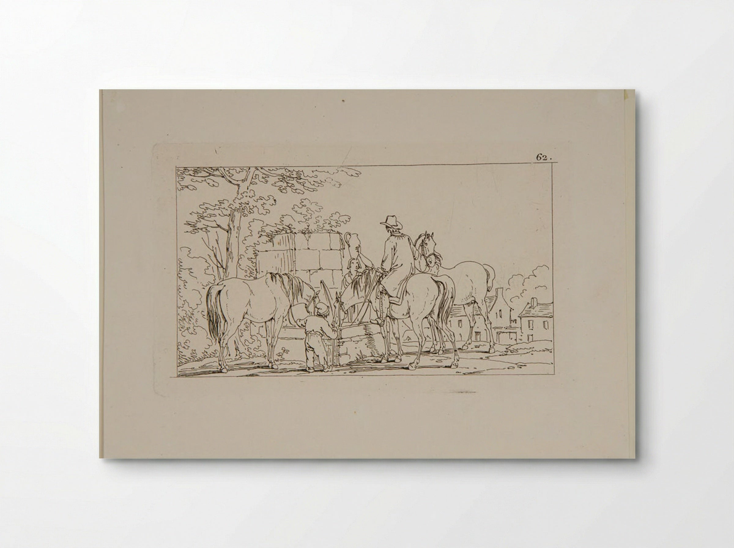 Plate XLII (Horsemen at a Well) - Jacques-Francois-Joseph Swebach - Poster