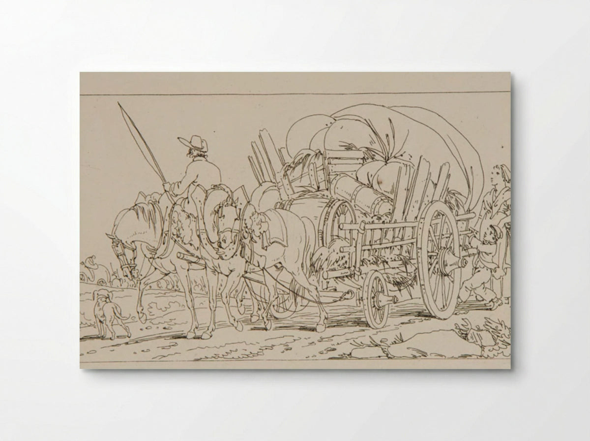 Plate XLIII (Horse-Drawn Cart) - Jacques-Francois-Joseph Swebach - Poster