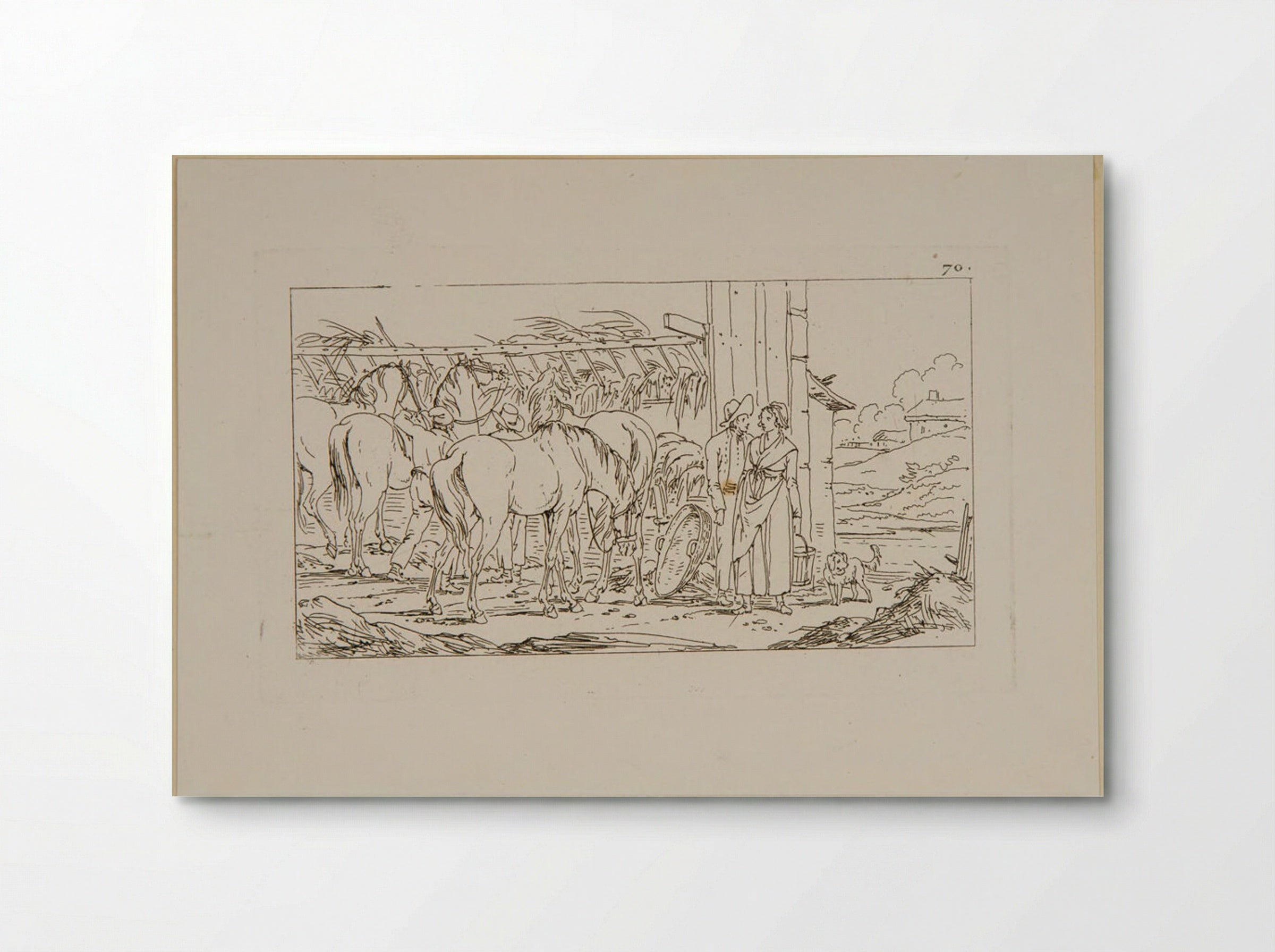 Plate XLVIII (Stable Scene with Horses and Figures) - Jacques-Francois-Joseph Swebach - Poster