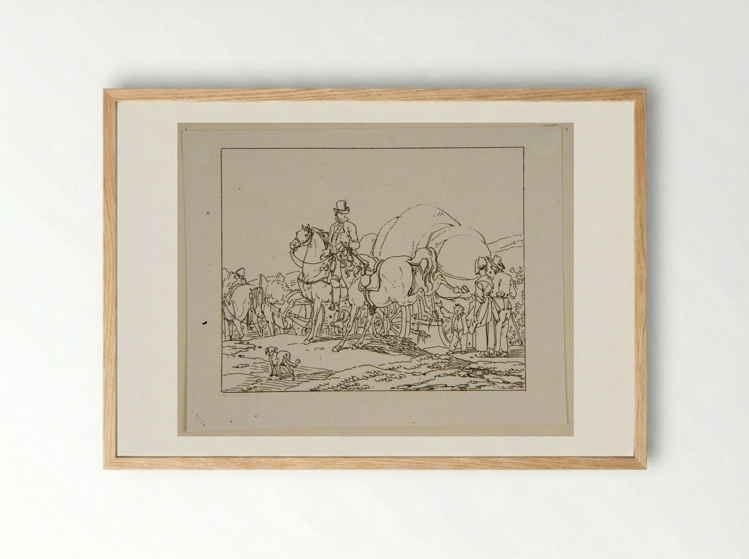 Plate XVII (Travellers with a Cart) - Jacques-Francois-Joseph Swebach - Framed Print Wood