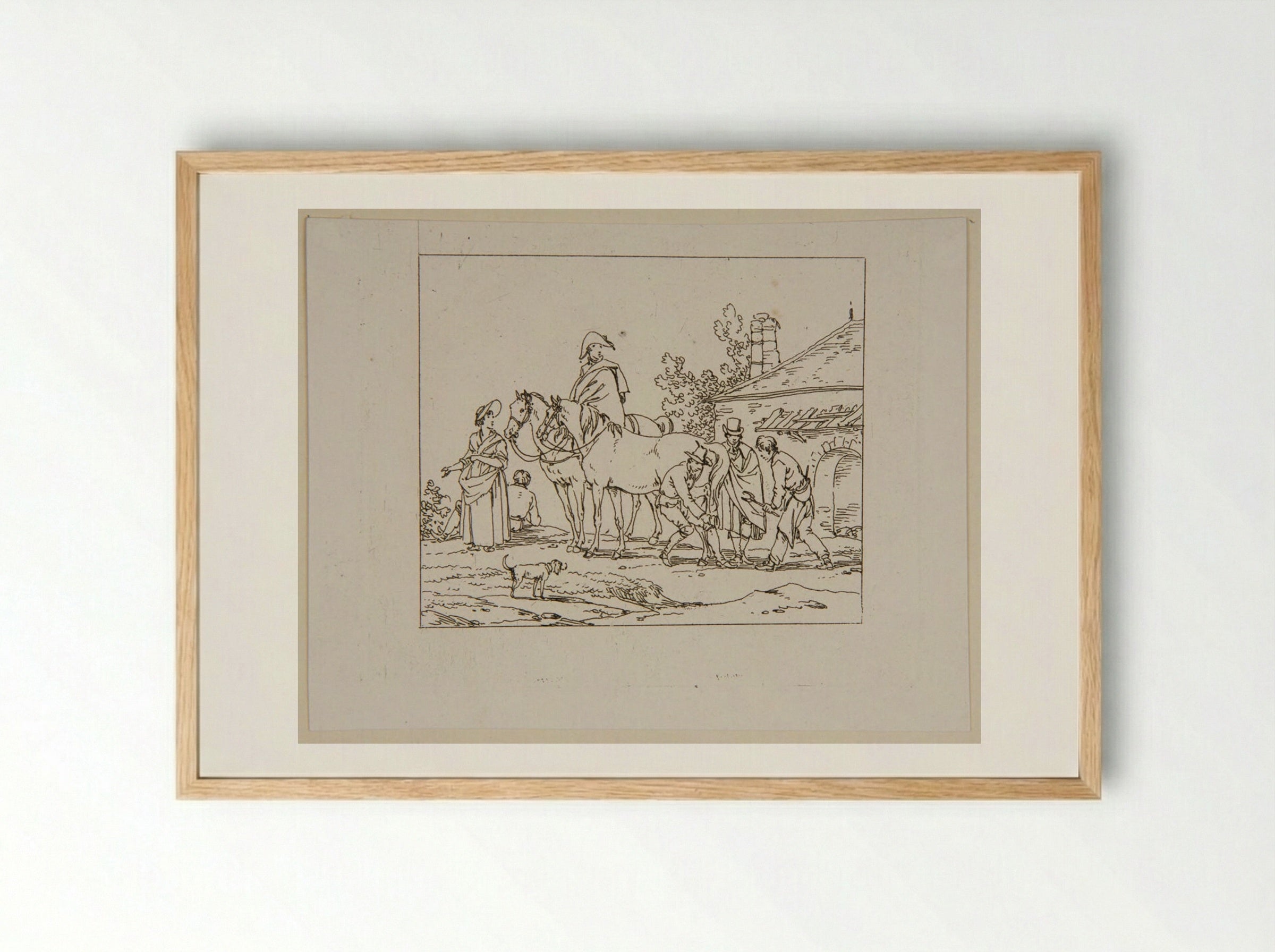 Plate XXIV (Farrier Scene) - Jacques-Francois-Joseph Swebach - Framed Print Wood