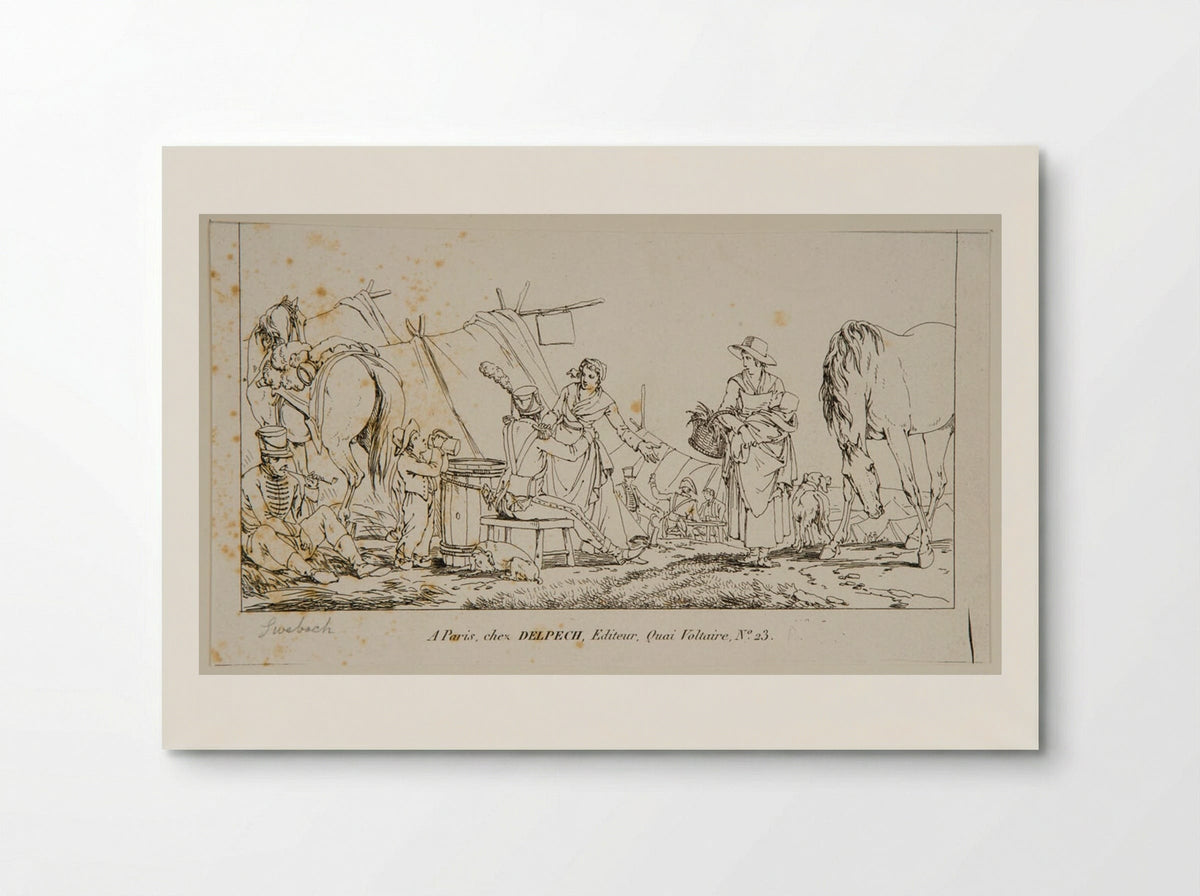 Plate XXVIII (Military Encampment Scene) - Jacques-Francois-Joseph Swebach - Poster