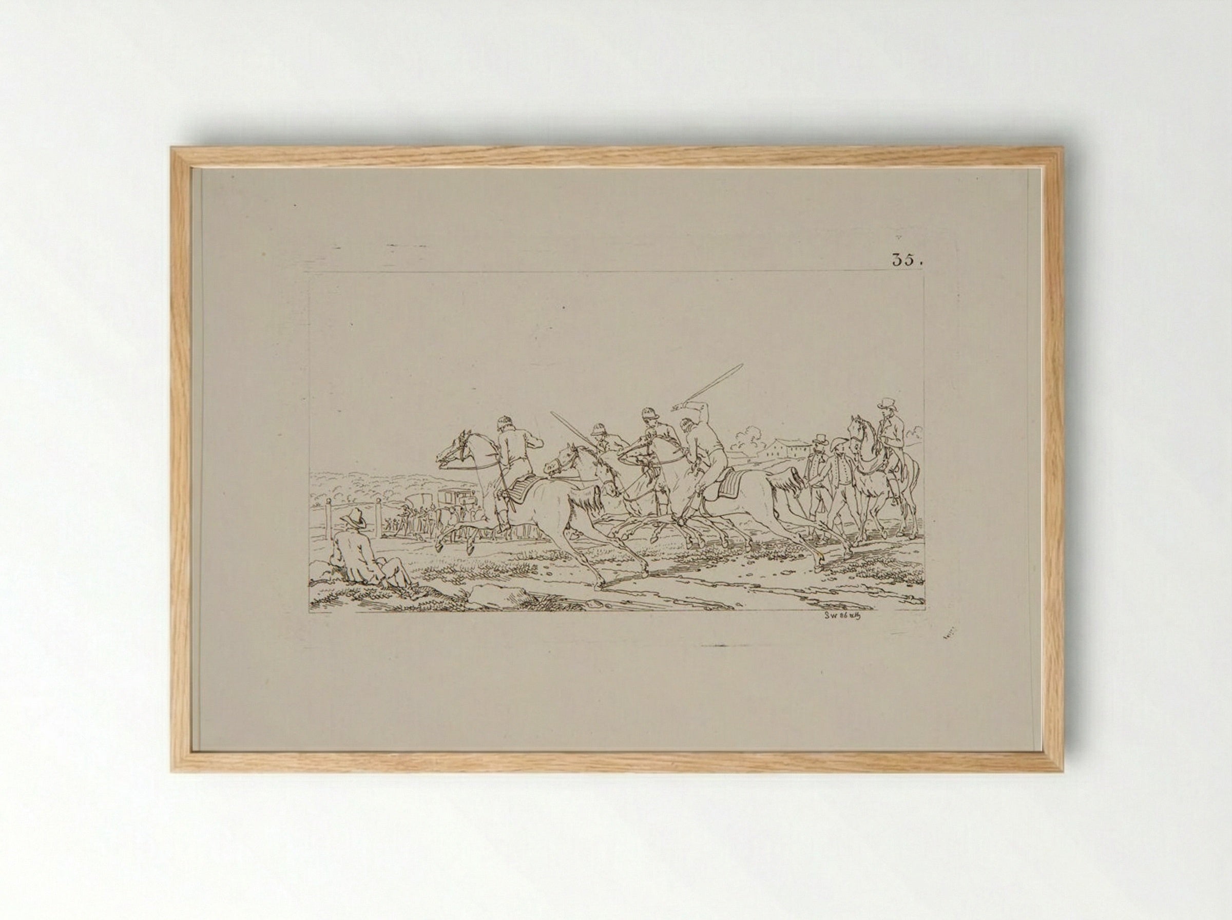 Plate XXXII (Cavalry Exercise) - Jacques-Francois-Joseph Swebach - Framed Print Wood