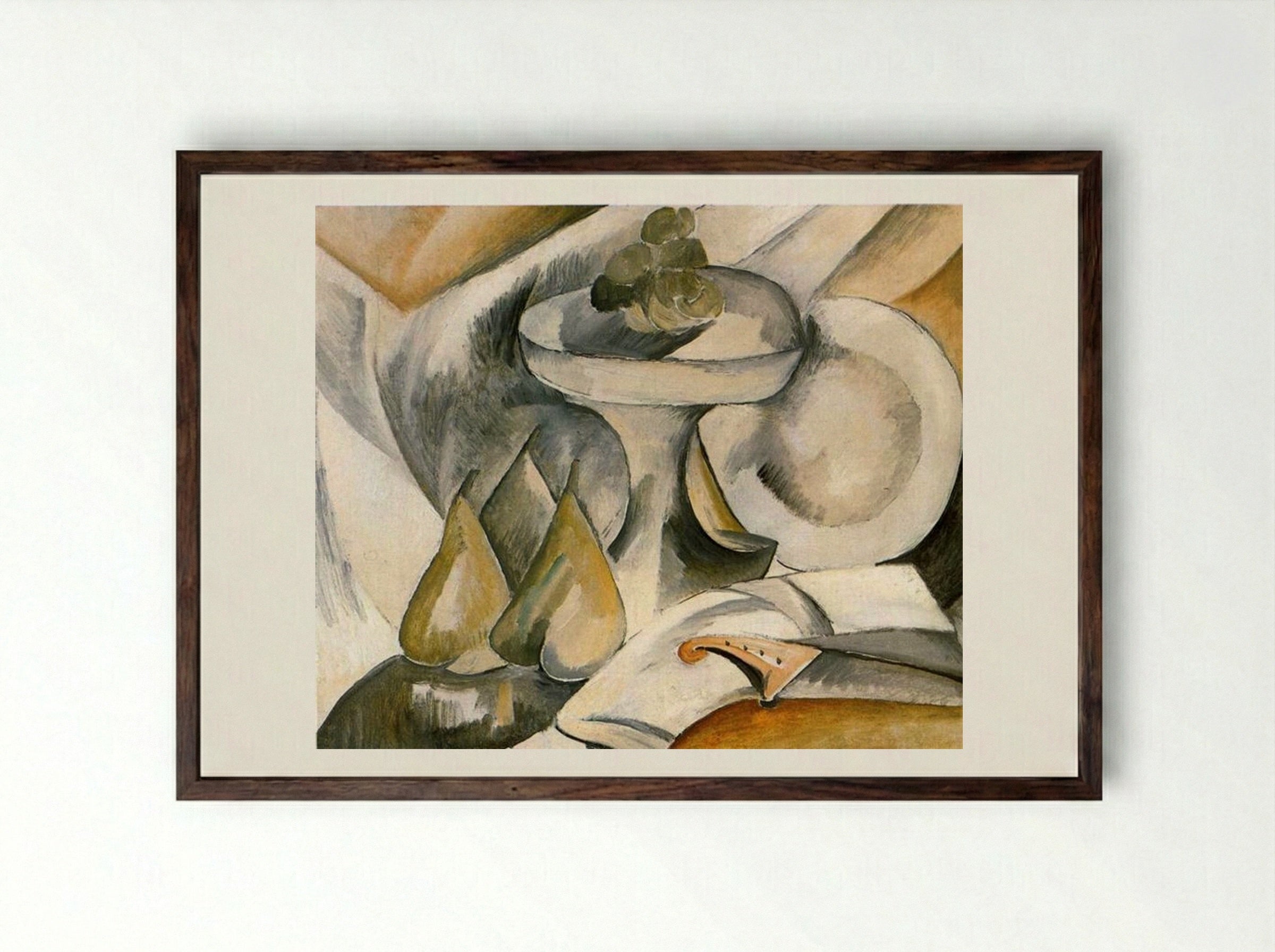 Plate and Fruit Dish - Georges Braque - Framed Print Dark Wood