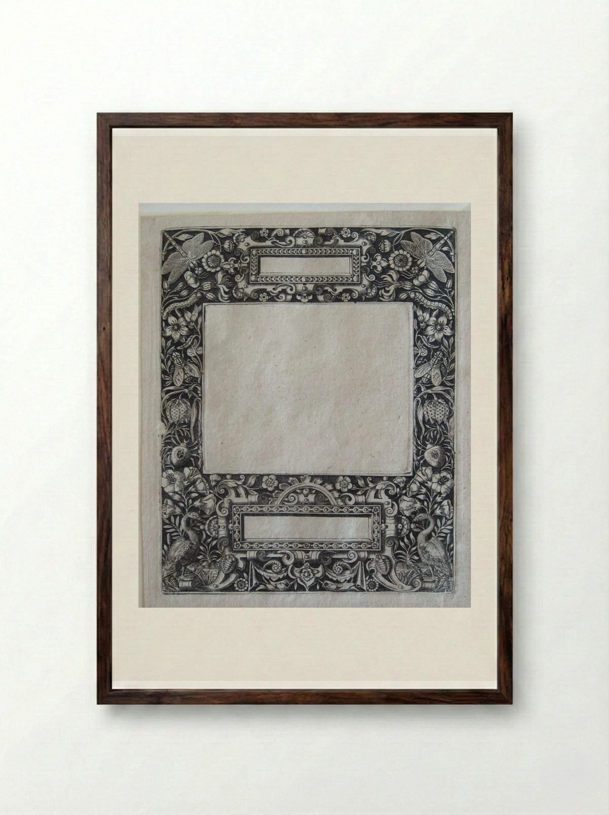 Plate for an Album Amicorum - Theodor de Bry - Framed Print Dark Wood