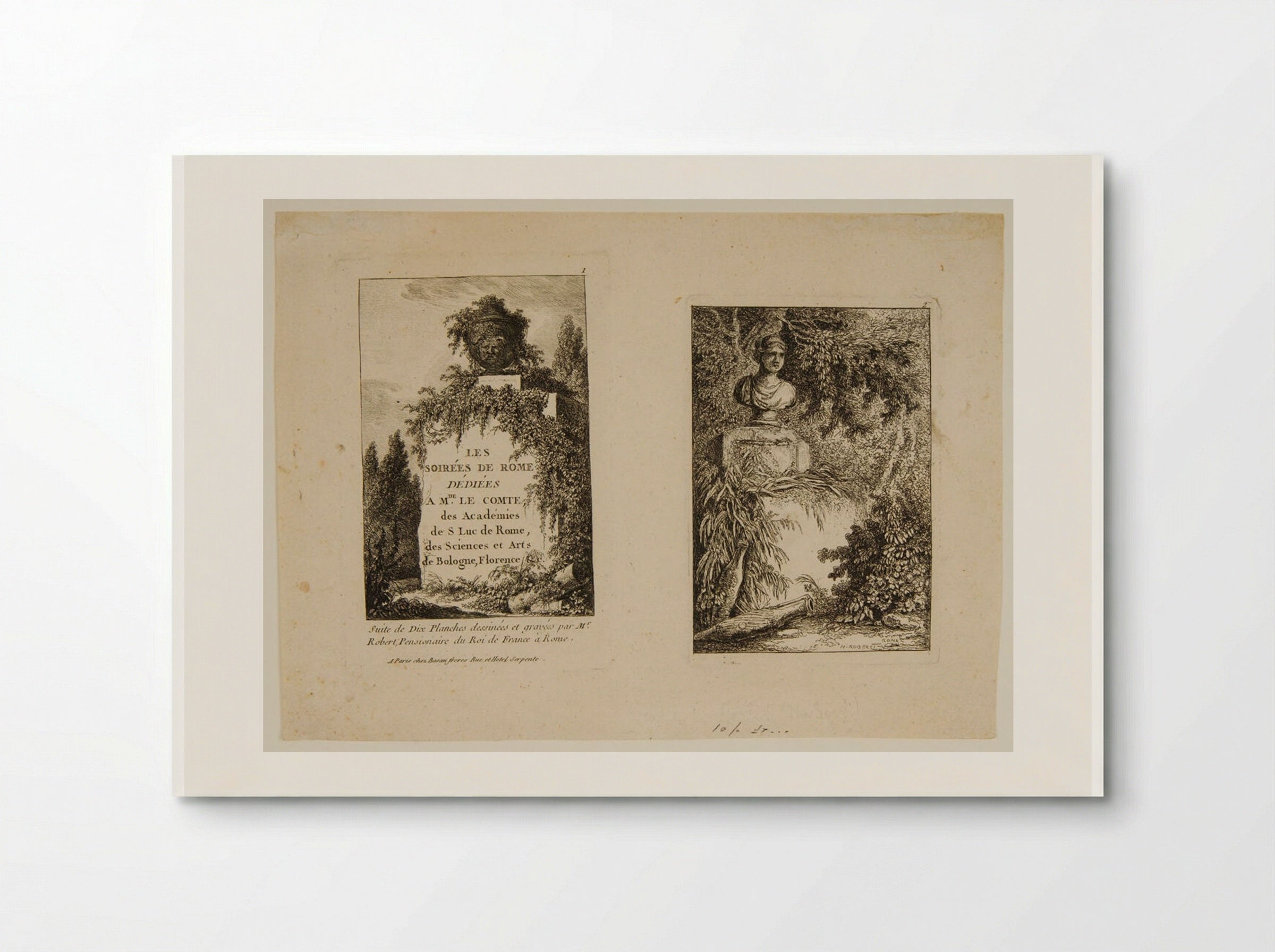 Plates I and II of Les Soirées de Rome - Hubert Robert - Poster