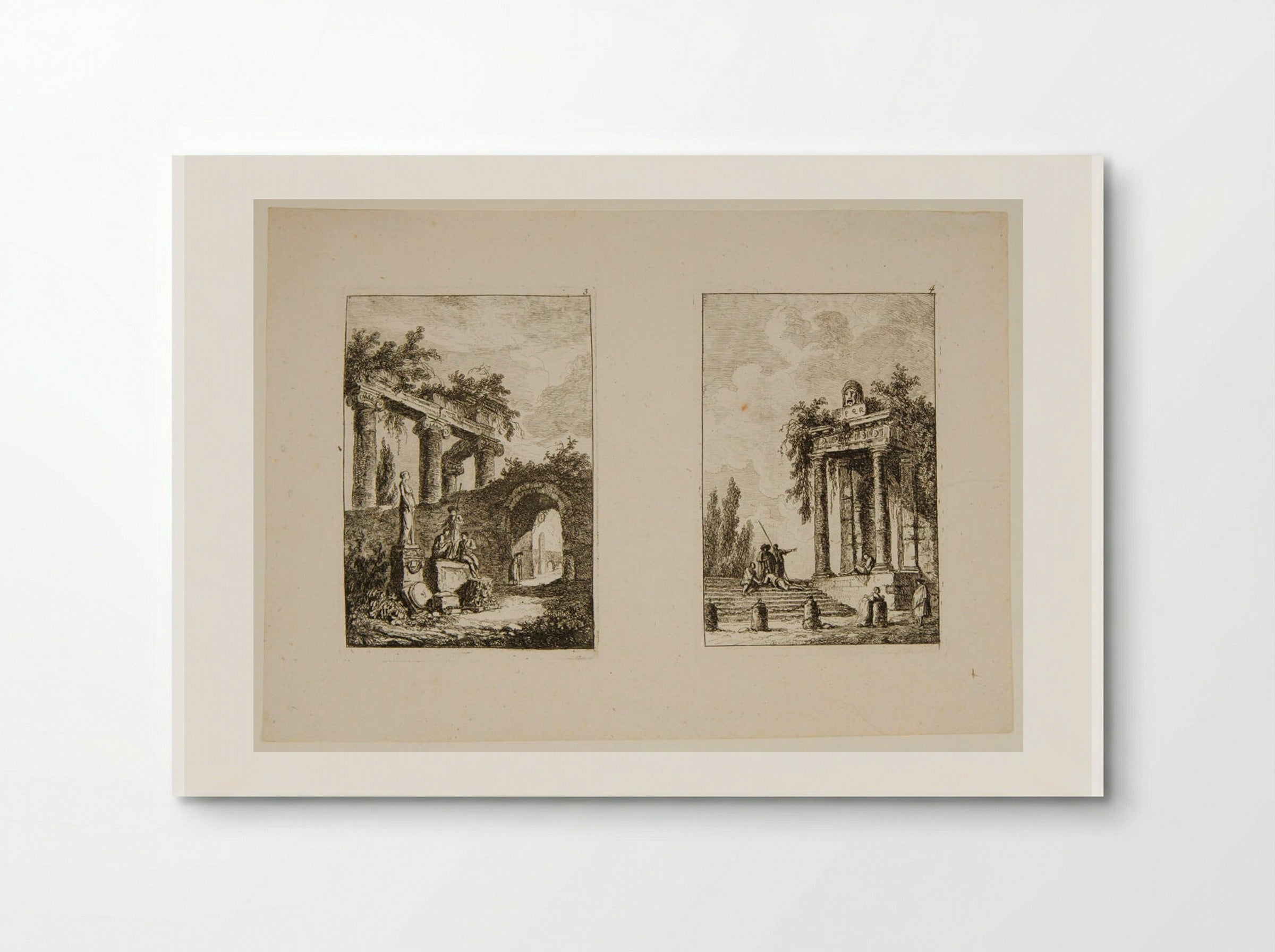 Plates III and IV of Les Soirées de Rome - Hubert Robert - Poster