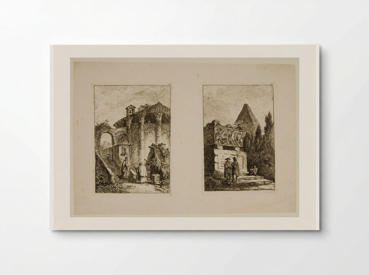 Plates V and VI of Les Soirées de Rome - Hubert Robert - Poster