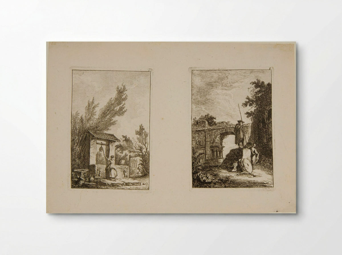 Plates VII and VIII of Les Soirées de Rome - Hubert Robert - Poster