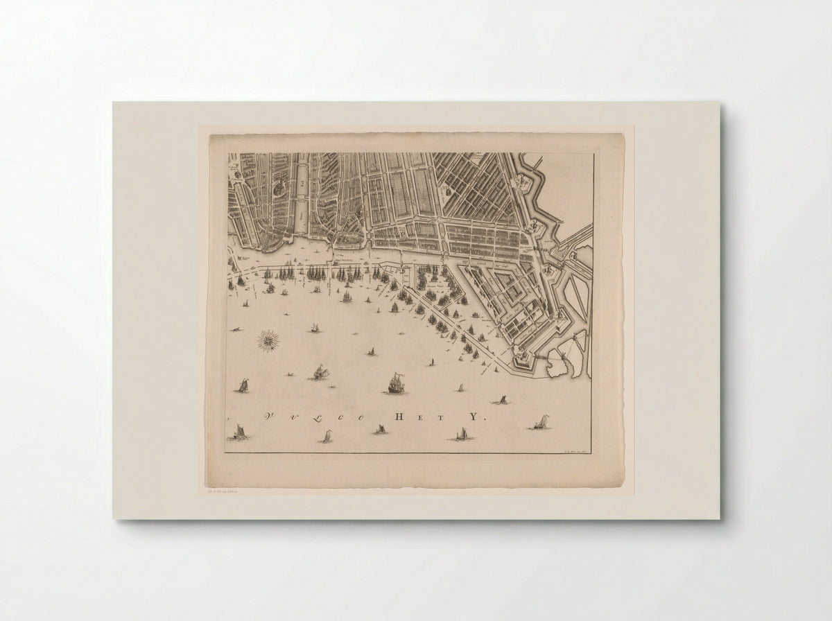 Plattegrond van Amsterdam (deel rechtsonder) - Frederik Willem Greebe - Poster