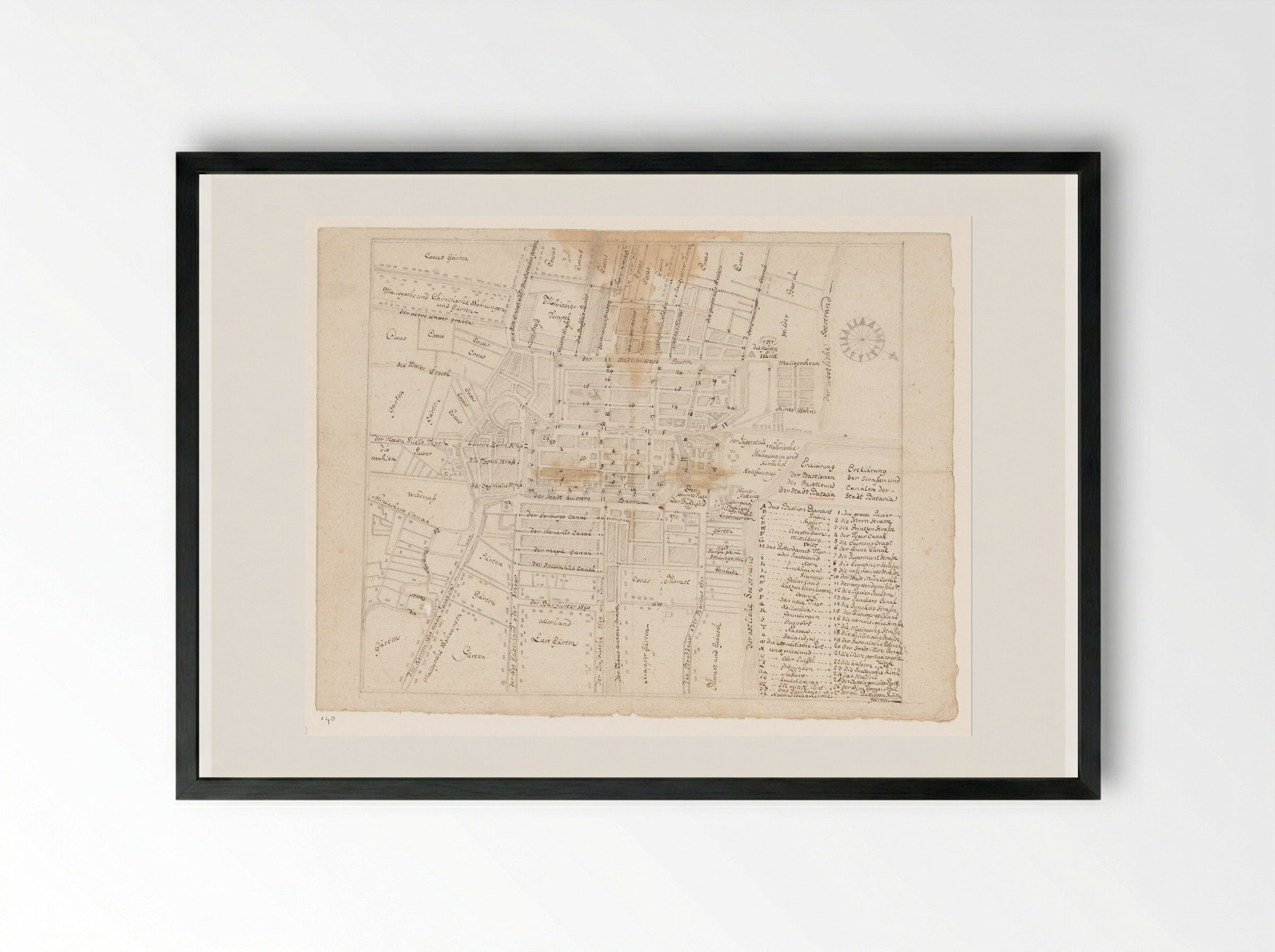 Plattegrond van Batavia - Jan Brandes - Framed Print Black