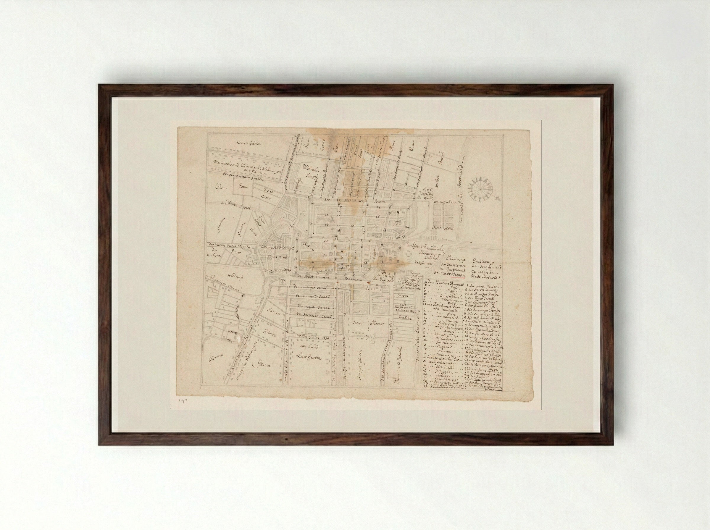 Plattegrond van Batavia - Jan Brandes - Framed Print Dark Wood