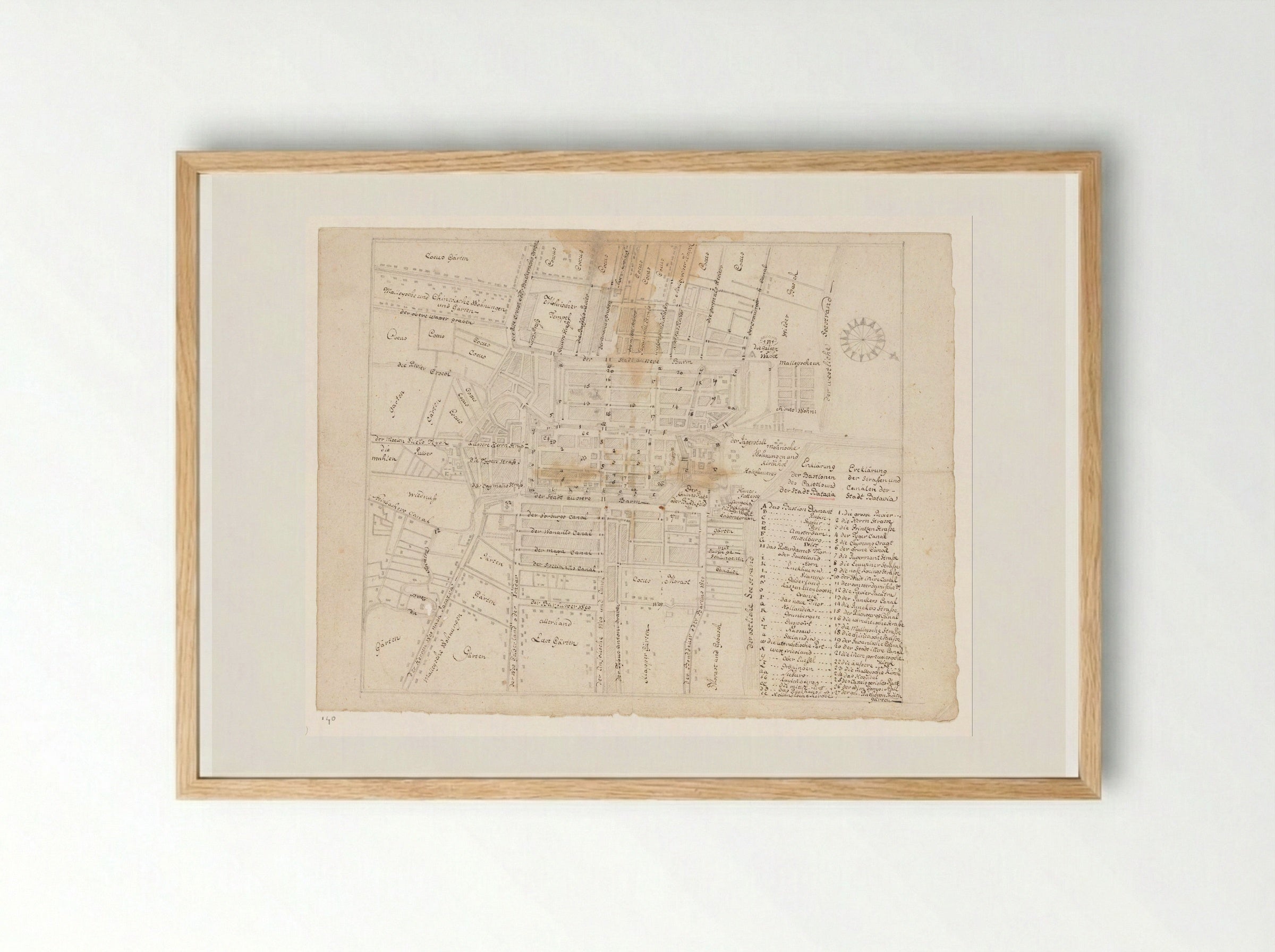 Plattegrond van Batavia - Jan Brandes - Framed Print Wood