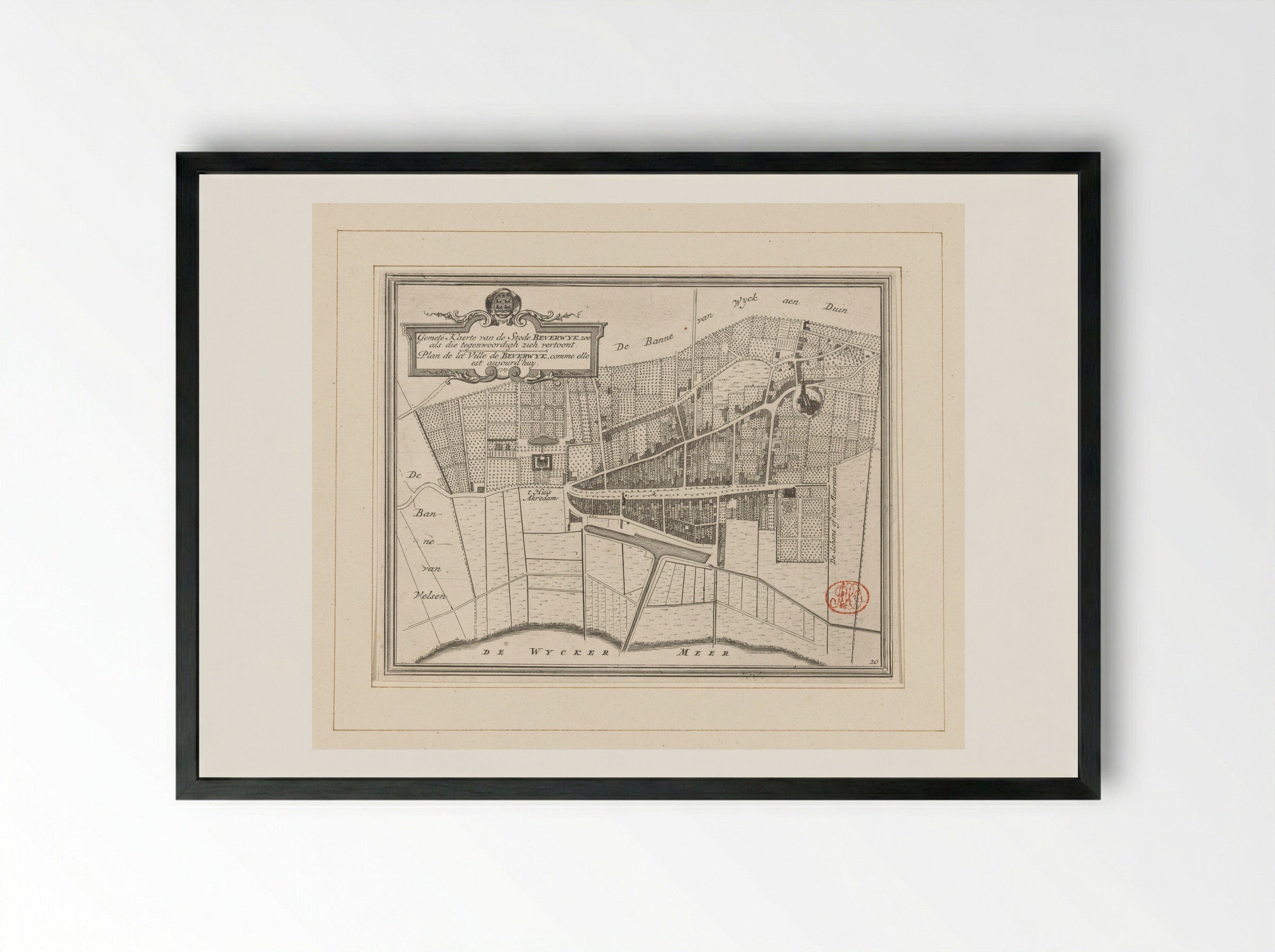 Plattegrond van Beverwijk - Hendrik de Leth - Framed Print Black