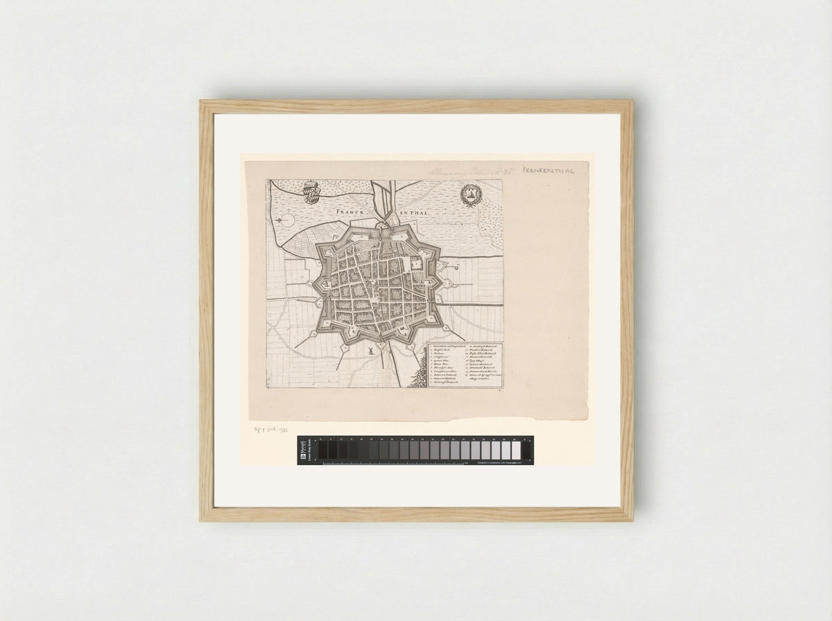Plattegrond van Frankenthal - Matthäus Merian (I) - Framed Print Wood