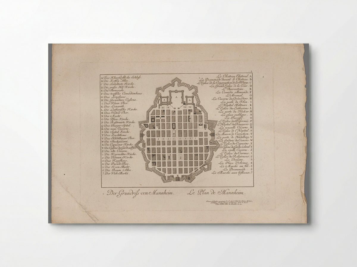 Plattegrond van Mannheim - Christian Friedrich Schwan - Poster