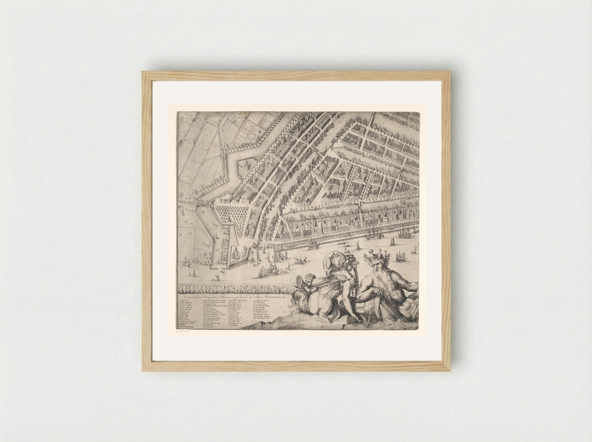Plattegrond van Rotterdam (deel linksonder) - Romeyn de Hooghe - Framed Print Wood