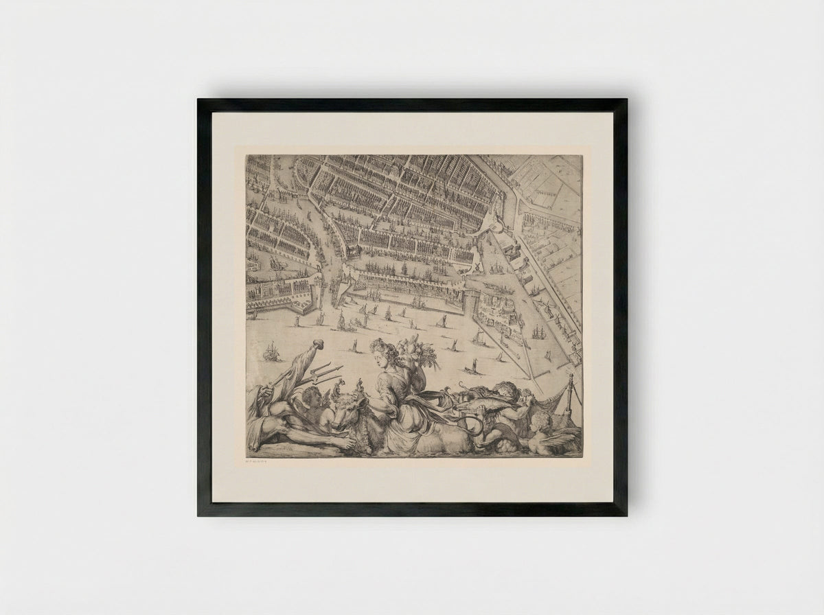 Plattegrond van Rotterdam (deel rechtsonder) - Romeyn de Hooghe - Framed Print Black