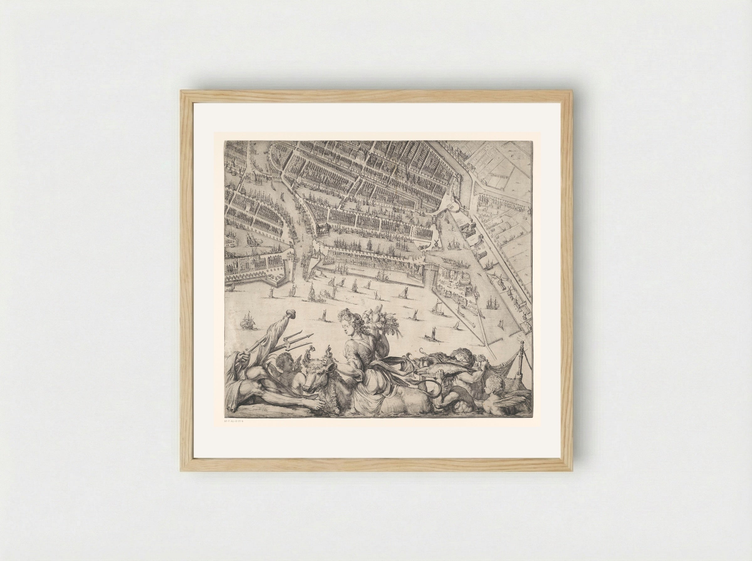 Plattegrond van Rotterdam (deel rechtsonder) - Romeyn de Hooghe - Framed Print Wood