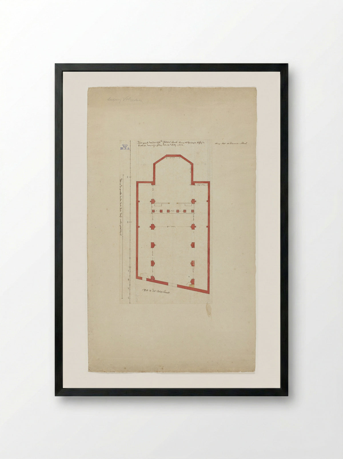 Plattegrond van de Sint-Petruskerk, 's-Hertogenbosch - Pieter Jansz Saenredam - Framed Print Black