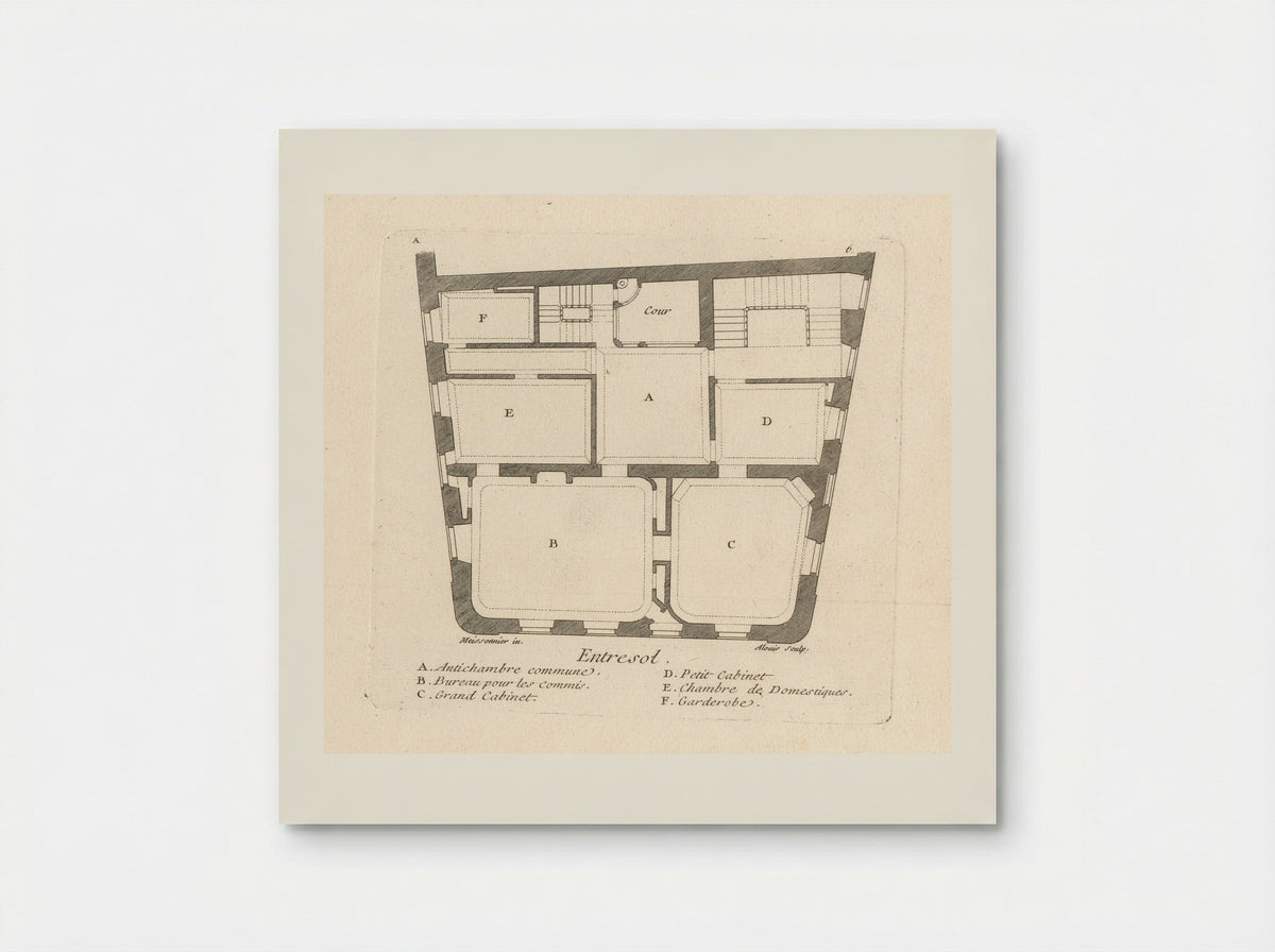 Plattegrond van de entresol van het huis van Léon Berthous in Bayonne - Gabriel Huquier - Poster