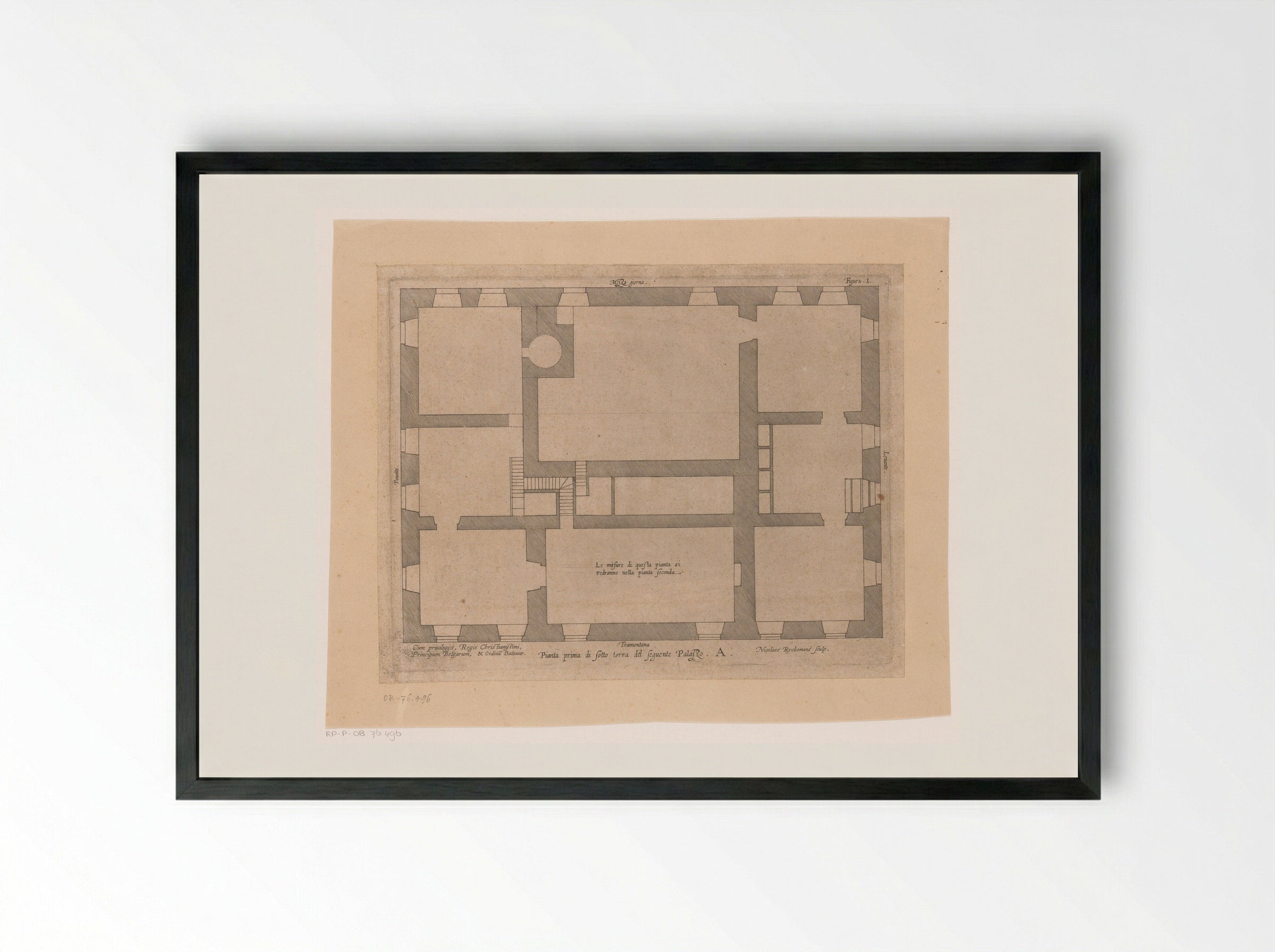 Plattegrond van het souterrain van het Palazzo Carrega-Cataldi te Genua - Peter Paul Rubens - Framed Print Black
