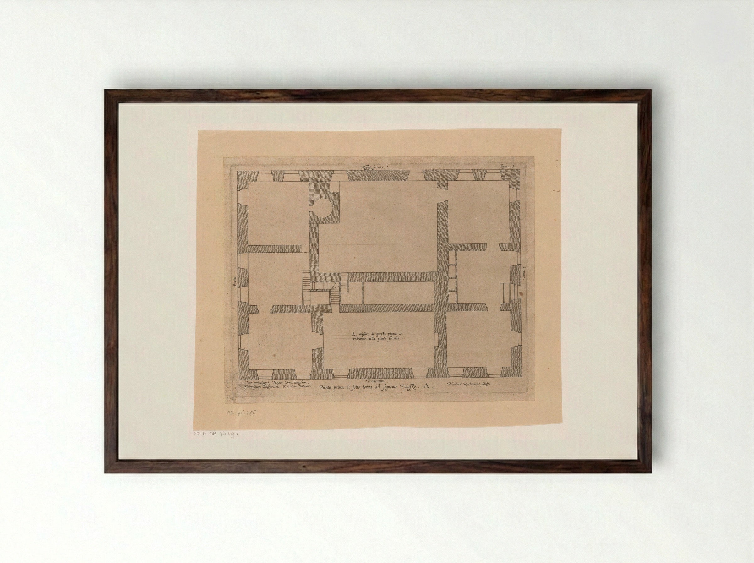 Plattegrond van het souterrain van het Palazzo Carrega-Cataldi te Genua - Peter Paul Rubens - Framed Print Dark Wood