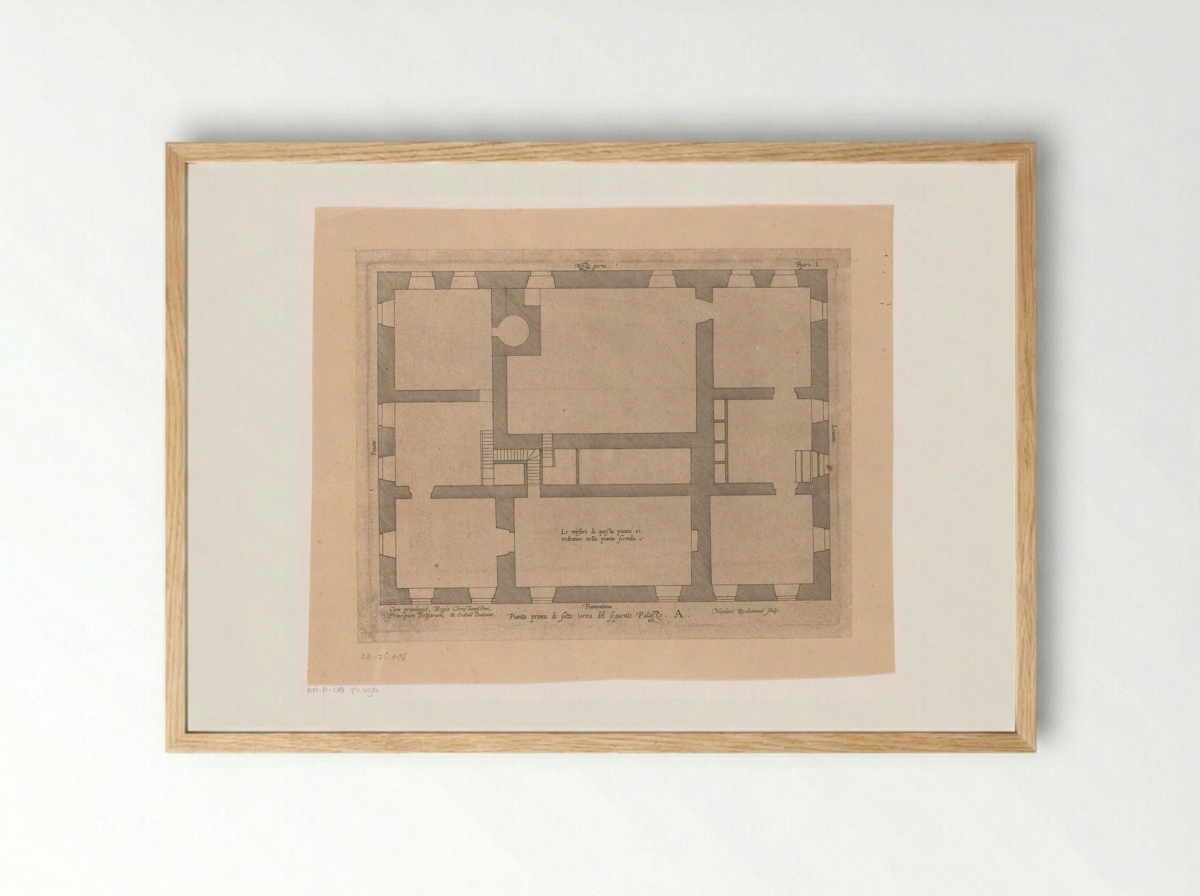 Plattegrond van het souterrain van het Palazzo Carrega-Cataldi te Genua - Peter Paul Rubens - Framed Print Wood