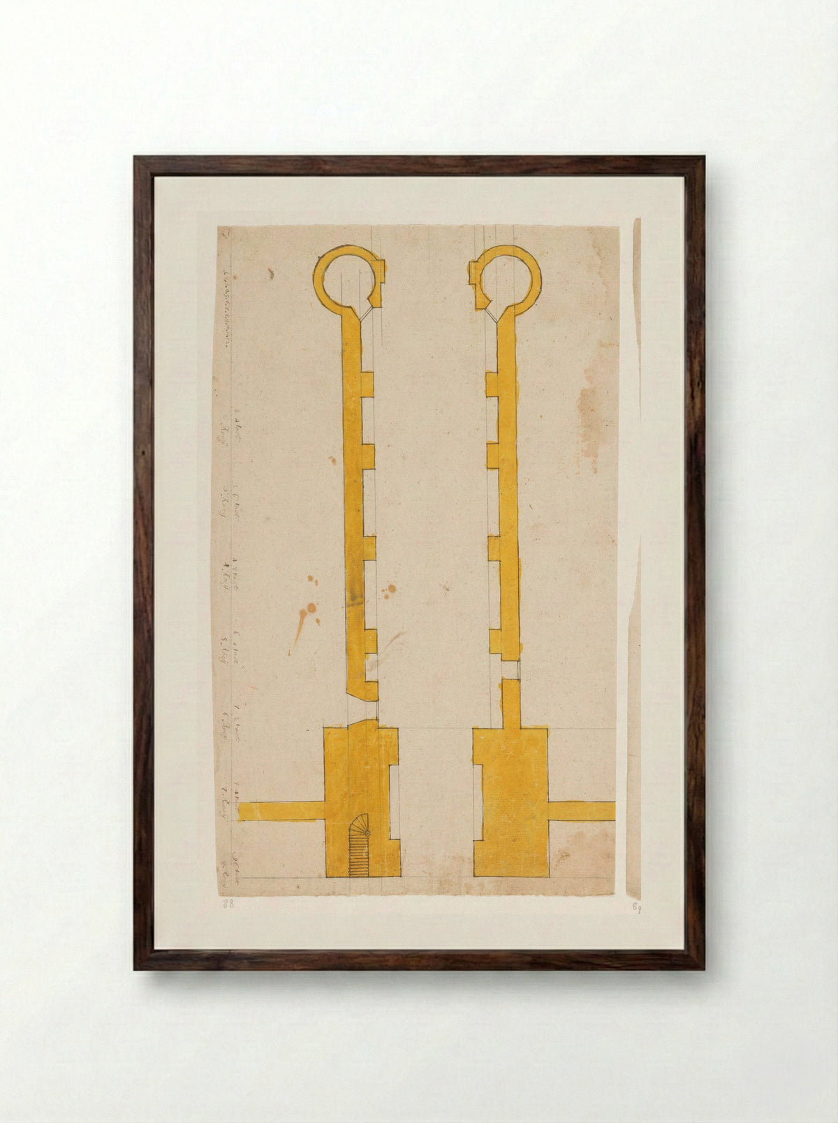 Plattegrond van poort of poortgebouw - Jan Brandes - Framed Print Dark Wood