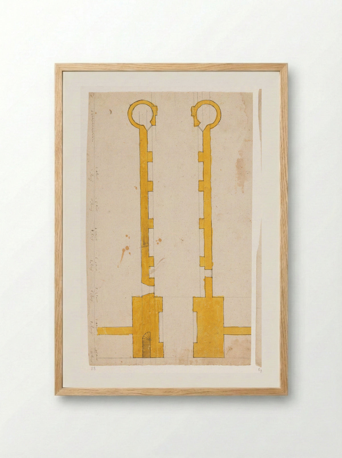 Plattegrond van poort of poortgebouw - Jan Brandes - Framed Print Wood