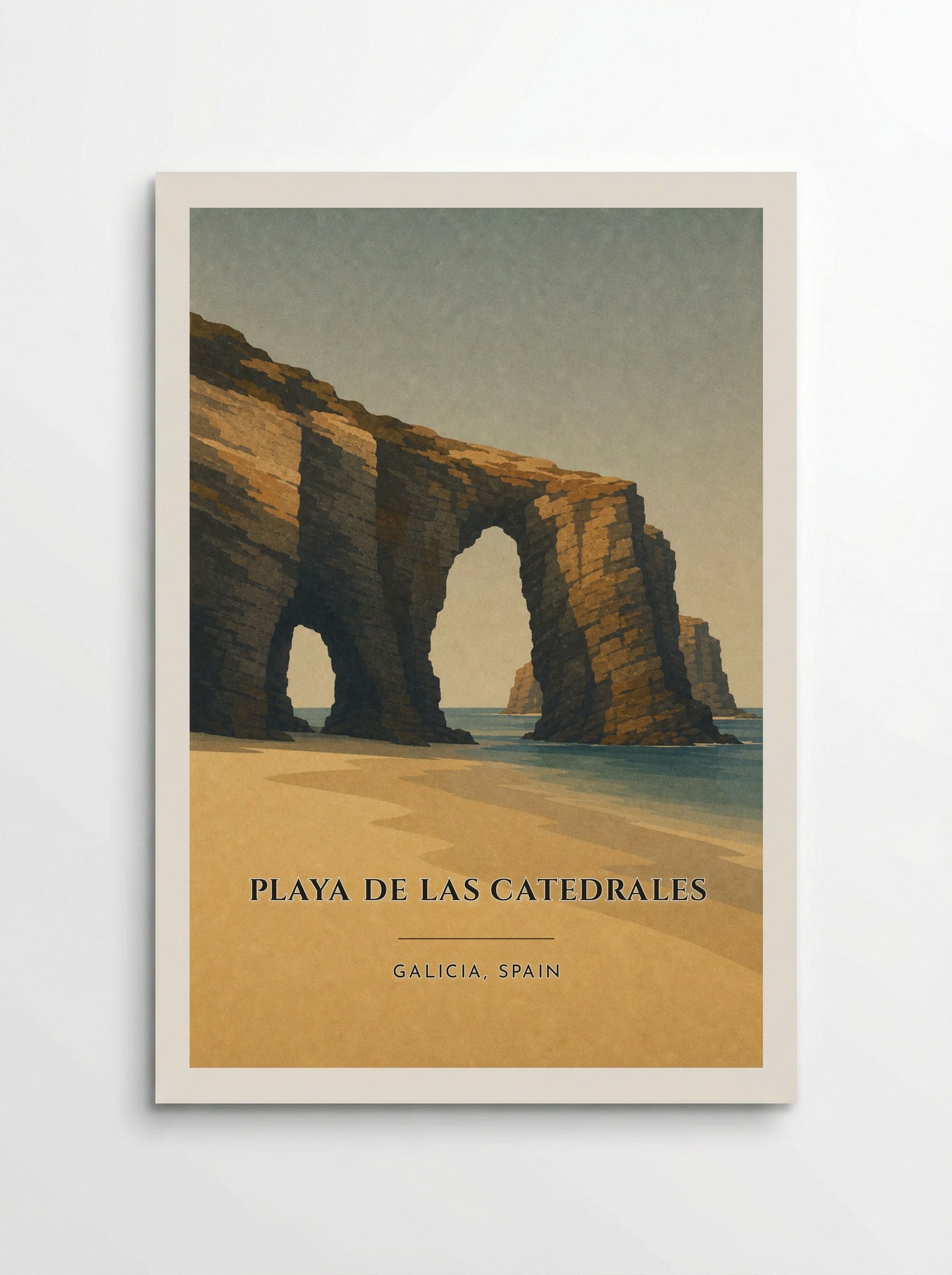 Playa de las Catedrales Travel Poster Artwork - Poster
