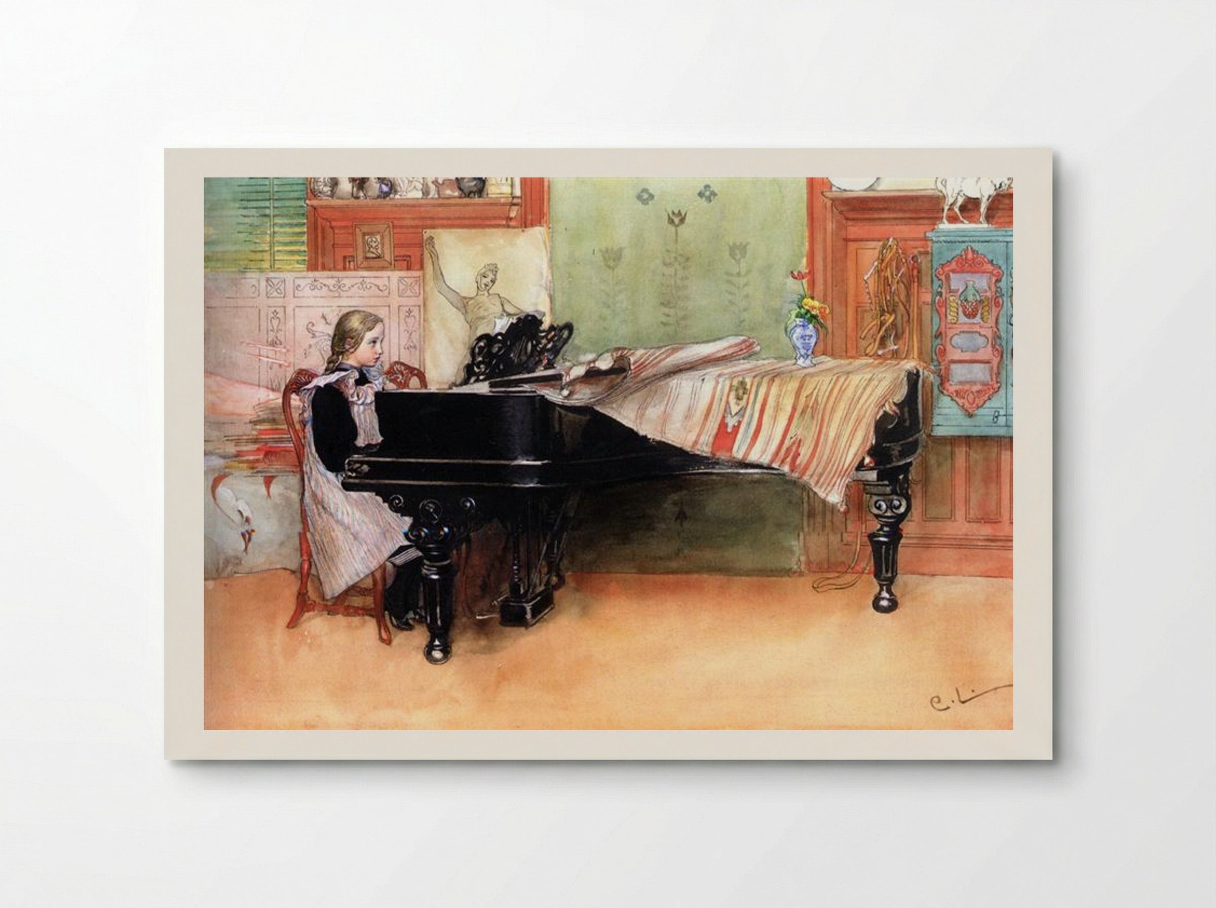 Playing Scales - Carl Larsson - Poster