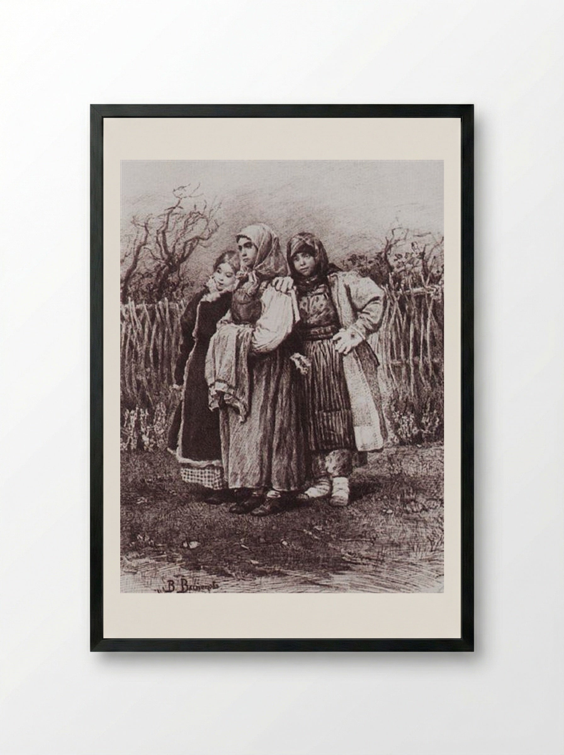 Playmates - Viktor Vasnetsov - Framed Print Black