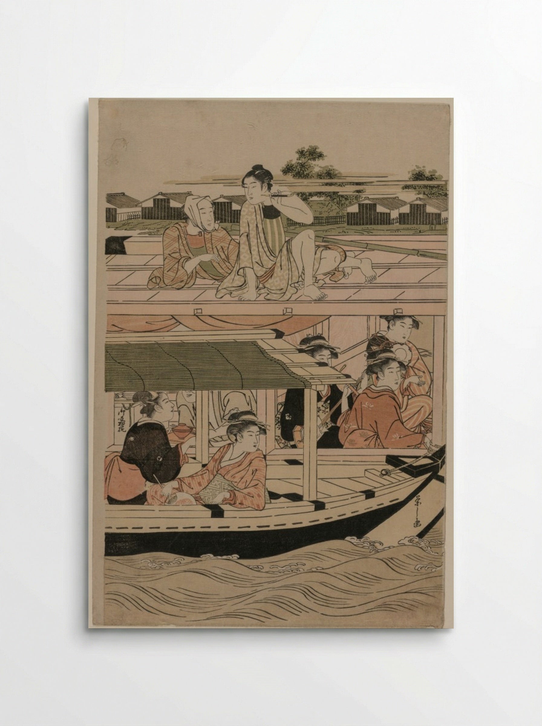 Pleasure Boats on the Sumida River beneath Shin-Ōhashi Bridge - Chōbunsai Eishi - Poster