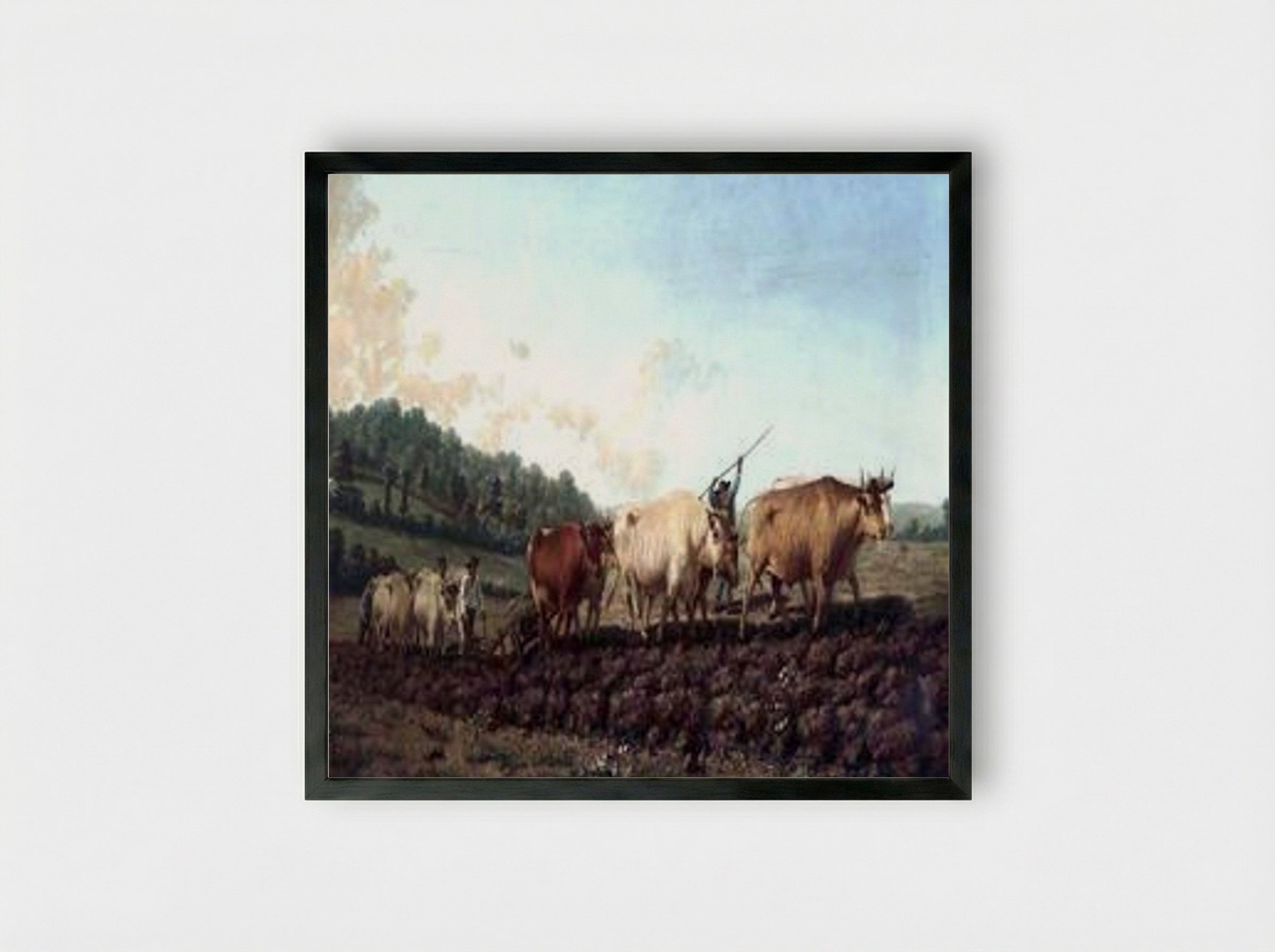 Ploughing in the Nivernais - Rosa Bonheur - Framed Print Black