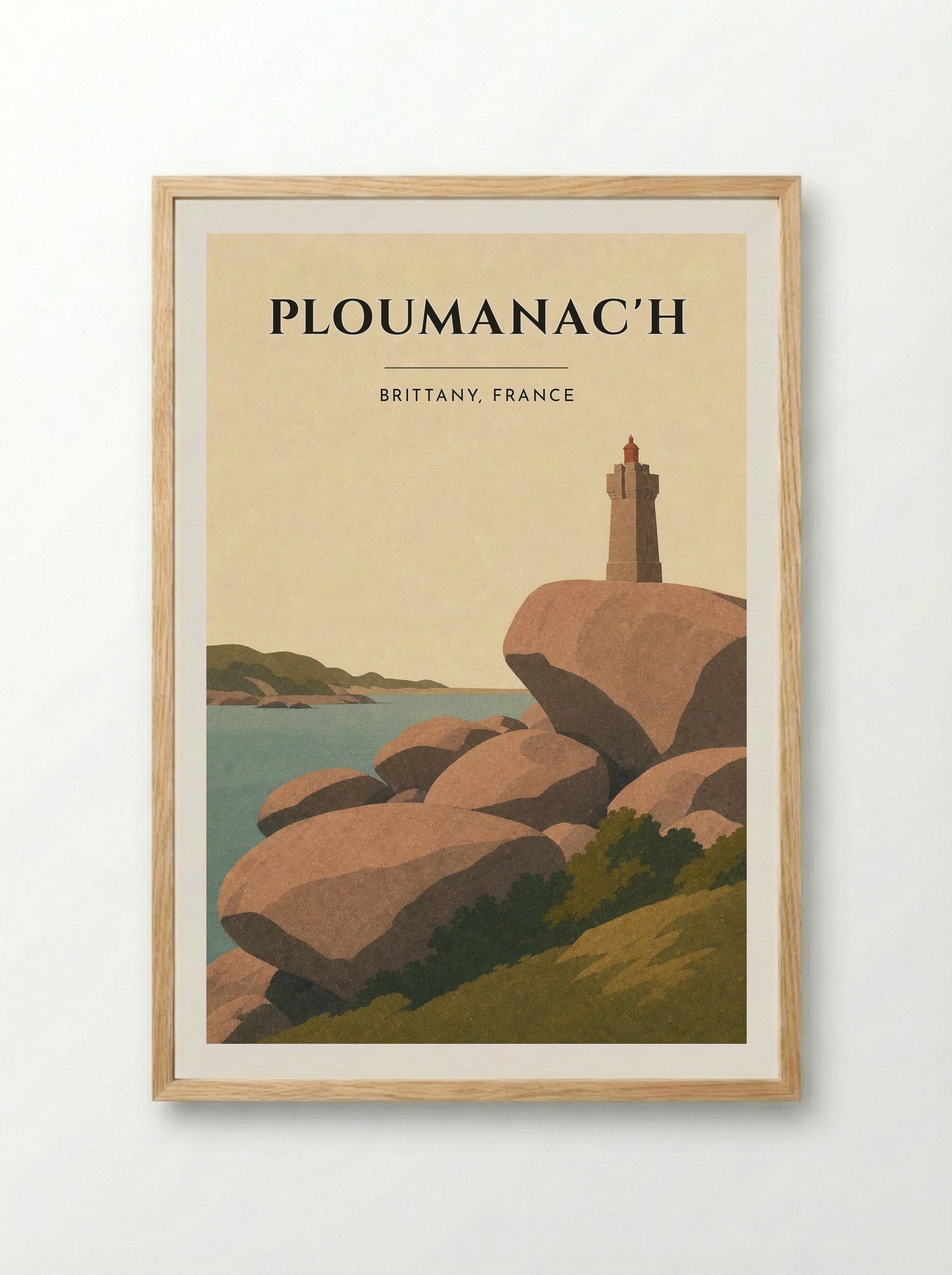 Ploumanac'h Travel Poster Artwork - Framed Print Wood